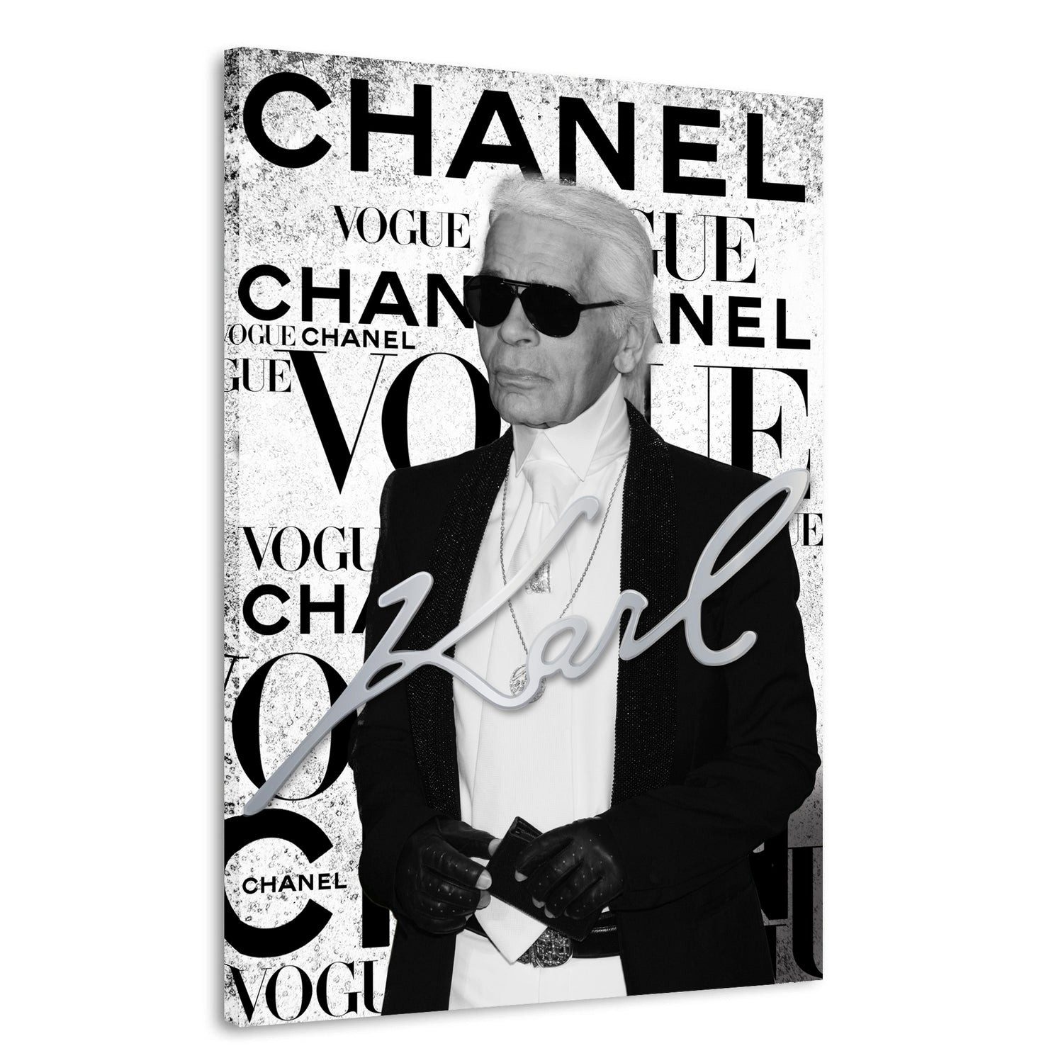 Artedinoi Leinwandbild Karl Pop Art Lifestyle Wandbild Leinwandbild Deko Kunst XL, Karl Lagerfeld, Porträt
