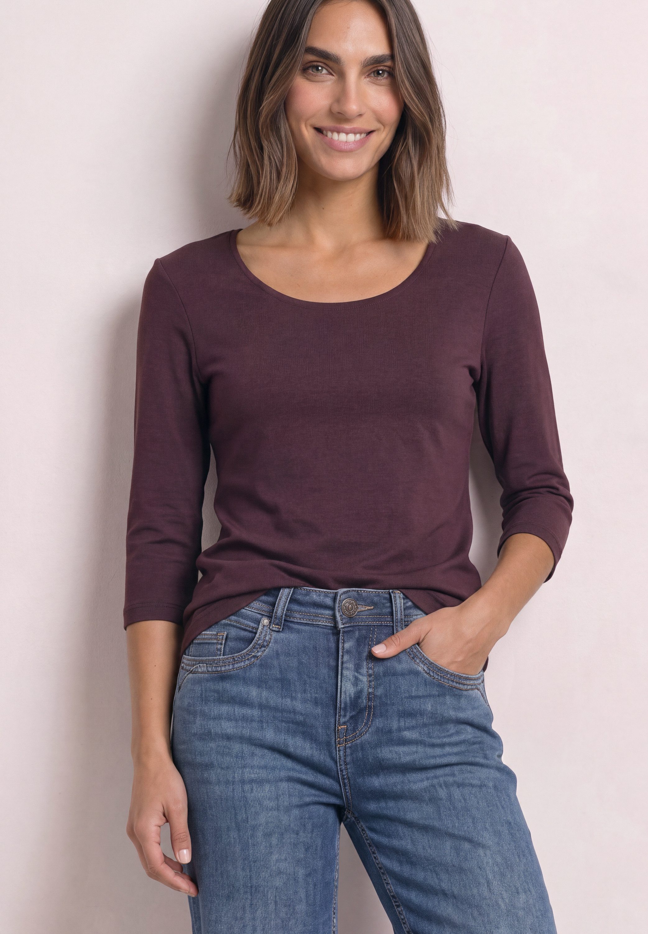 STREET ONE 3/4-Arm-Shirt Style Pania in Unifarbe