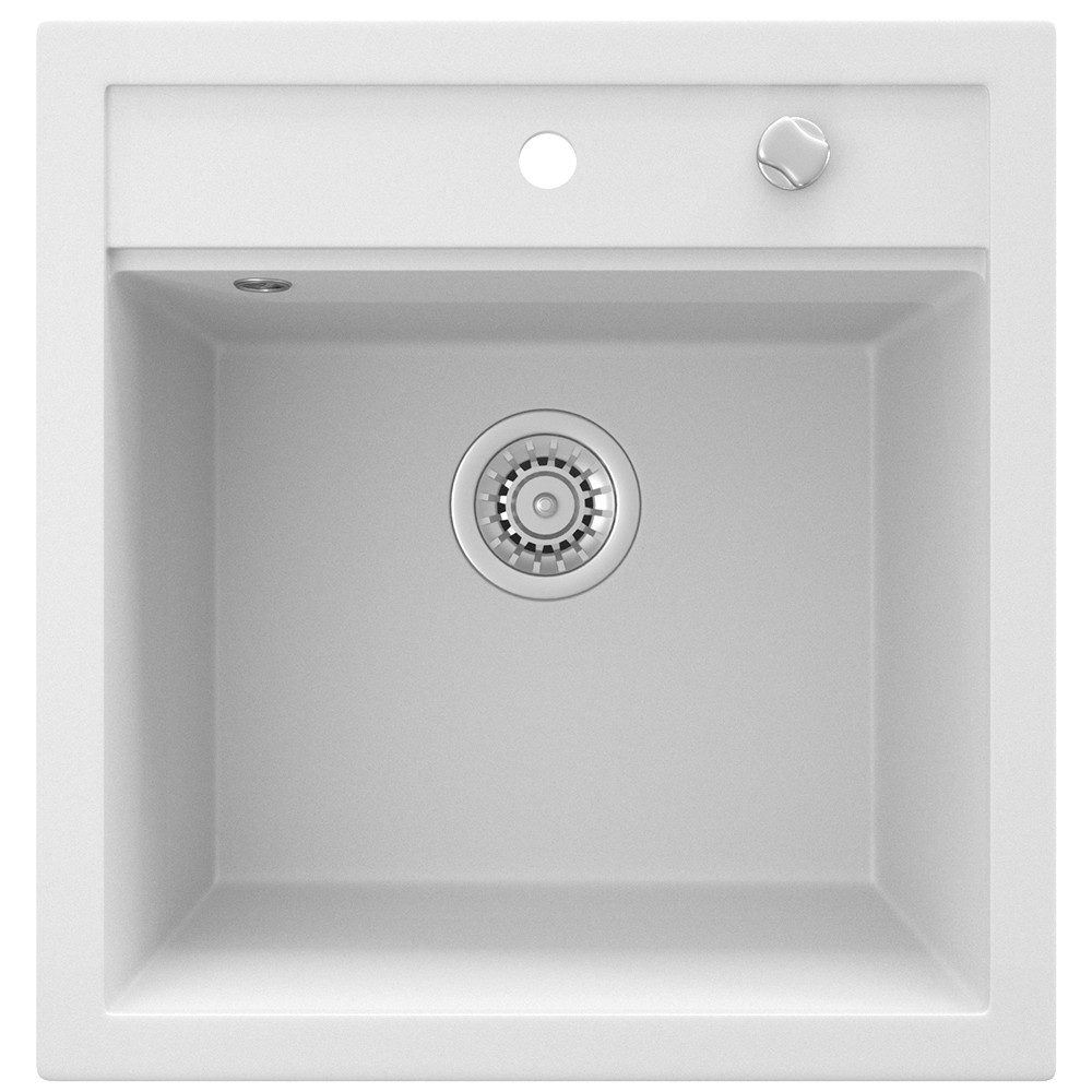 Bergstroem Granitspüle Tesa, Weiß, 50 x 49 cm, Rechteckig, 49/51 cm, Resistent gegen chemische Substanzen, (1 St)