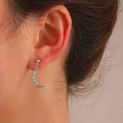 AUKUU Ohrring-Set Einfache Einfache Retro Ohrringe mit verdrehtem Gesicht und, Mond für Damen kalte und vielseitige Ohrringe Ohrringe