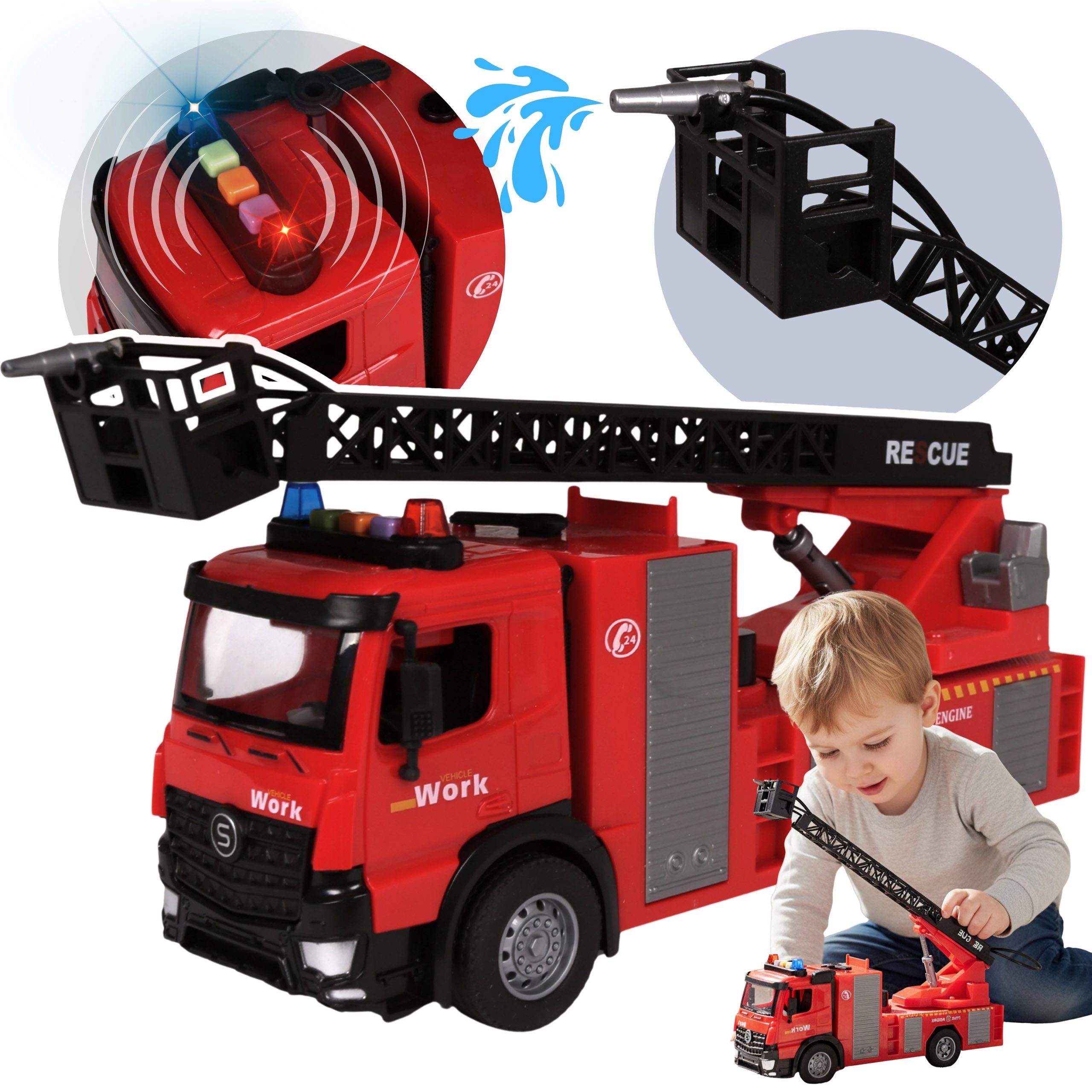 Sarcia.eu Spielzeug-Feuerwehr Interaktives Feuerwehrauto mit Wasser, LED-Li günstig online kaufen
