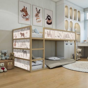 WANDKIND Wandtattoo Aufkleber für IKEA KURA Kinderbett Safaritiere (Ohne Möbel) IKB502, wieder ablösbar