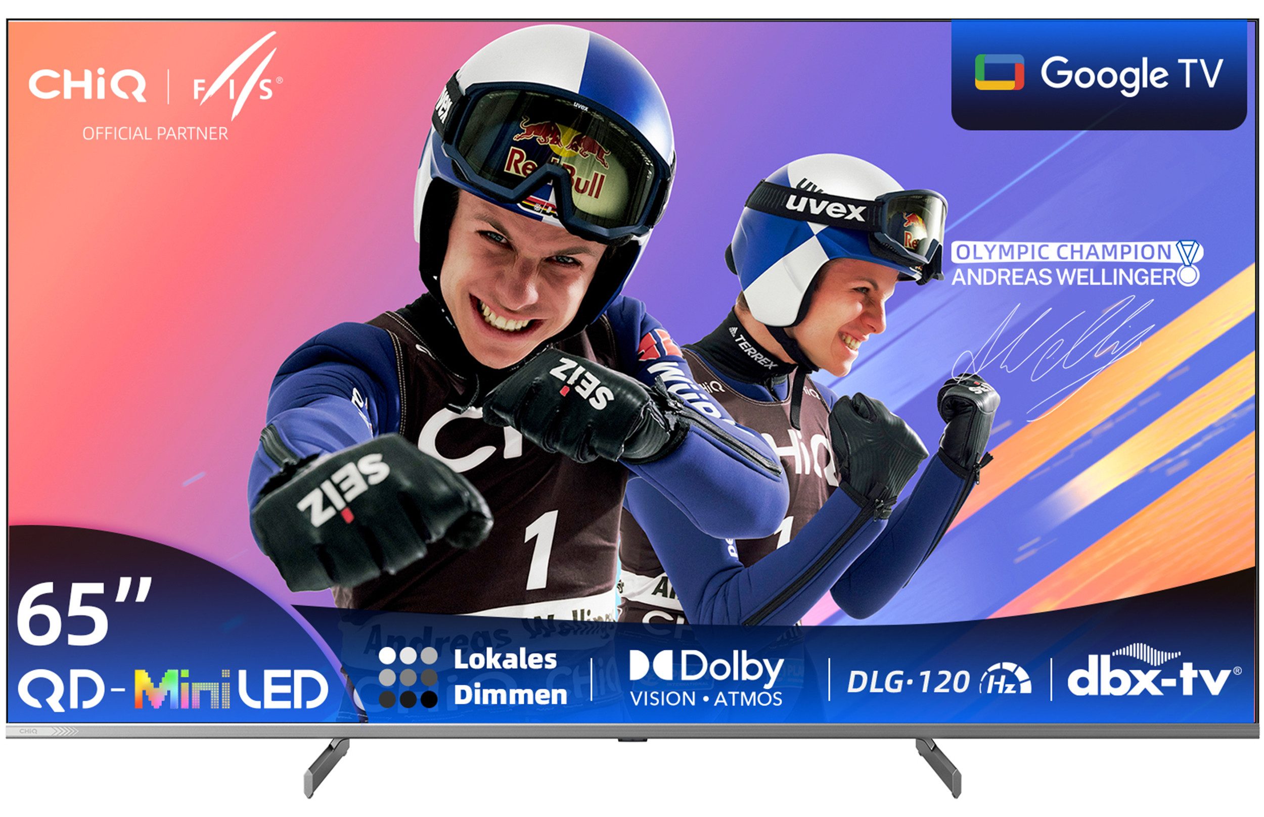 CHiQ M65QN9G Mini-LED-Fernseher (164 cm/65 Zoll, 4K Ultra HD, 4K UHD TV, Smart-TV, Google TV, Mini LED TV, DLG 120Hz, 4K Dolby Vision, Unterstützt Apple AirPlay)