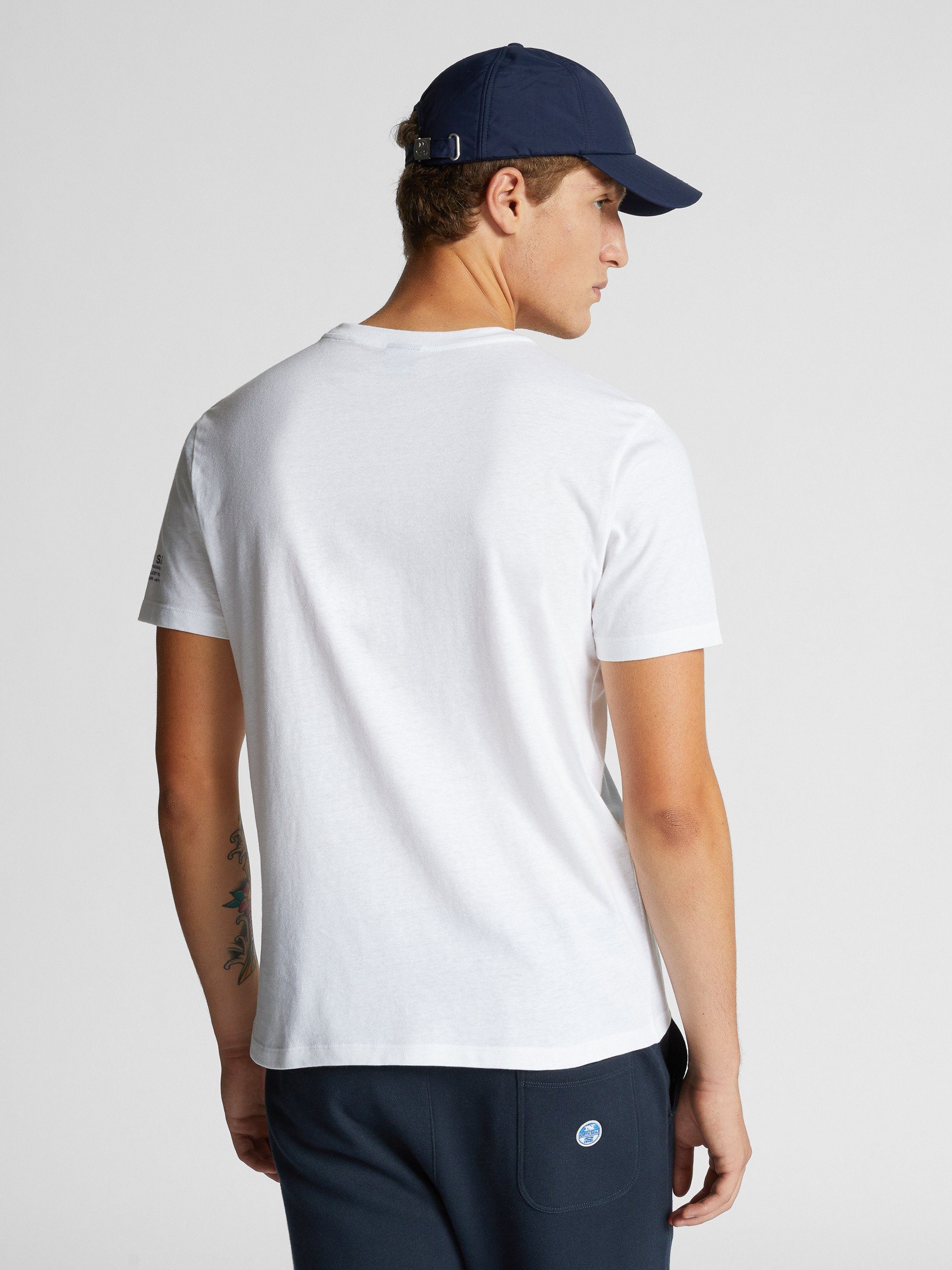 Grafikdruck North Rundhals und T-Shirt WHITE mit Sails T-Shirt
