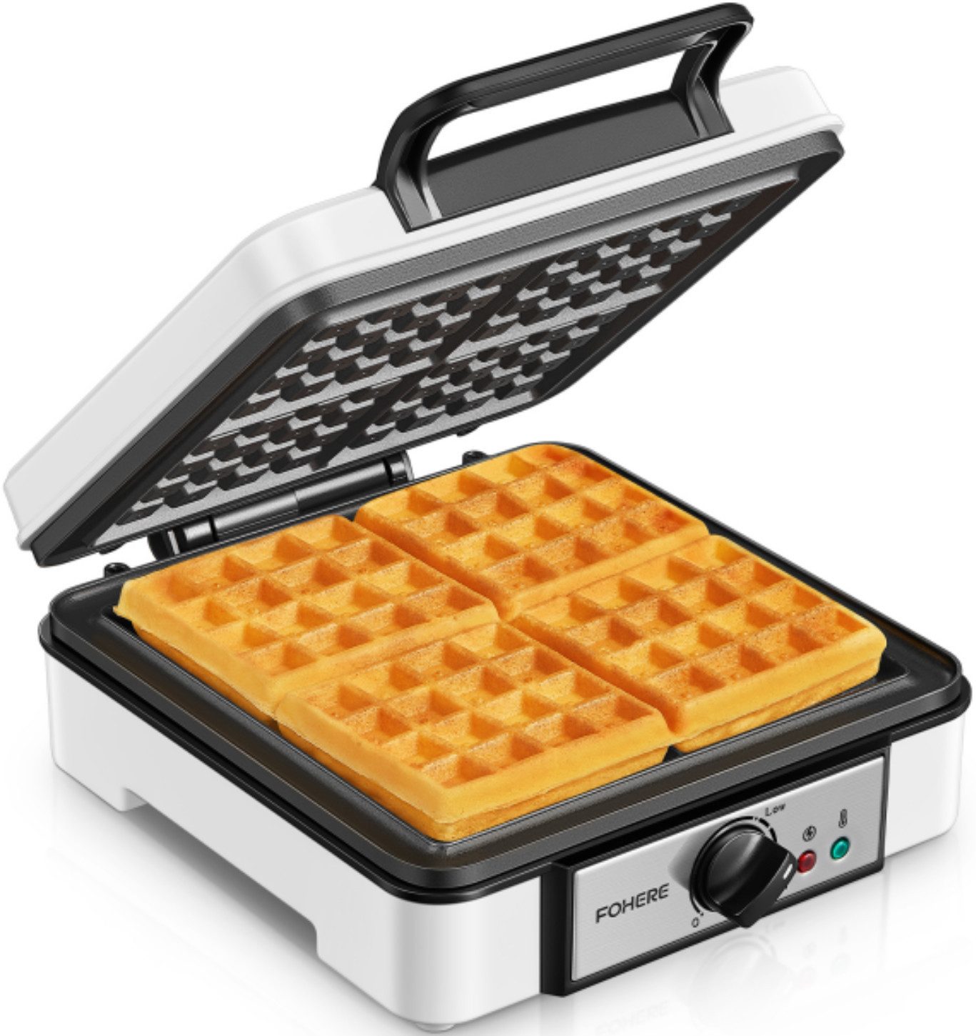 FOHERE Вафельницы XXL 4er Вафельницы, Paninigrill, Waffeltoaster mit Elektrogrill, 1200 W, sichere Cool-Touch-Technologie, individuelle Bräunungskontrolle