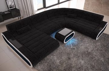 Sofa Dreams Wohnlandschaft Polster Sofa Stoff Couch Concept XXL U Form Stoffsofa, mit LED, Designersofa mit ergonomischer Rückenlehne