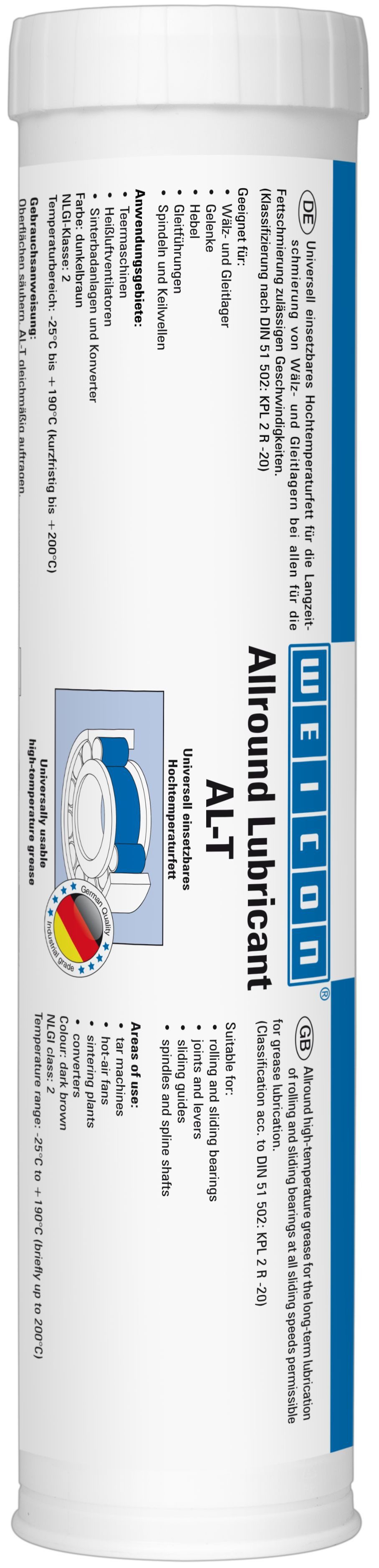 WEICON Schmierfett AL-T Hochleistungsfett, 400 g, Hochtemperaturfett 190°C, Langzeitschmierung
