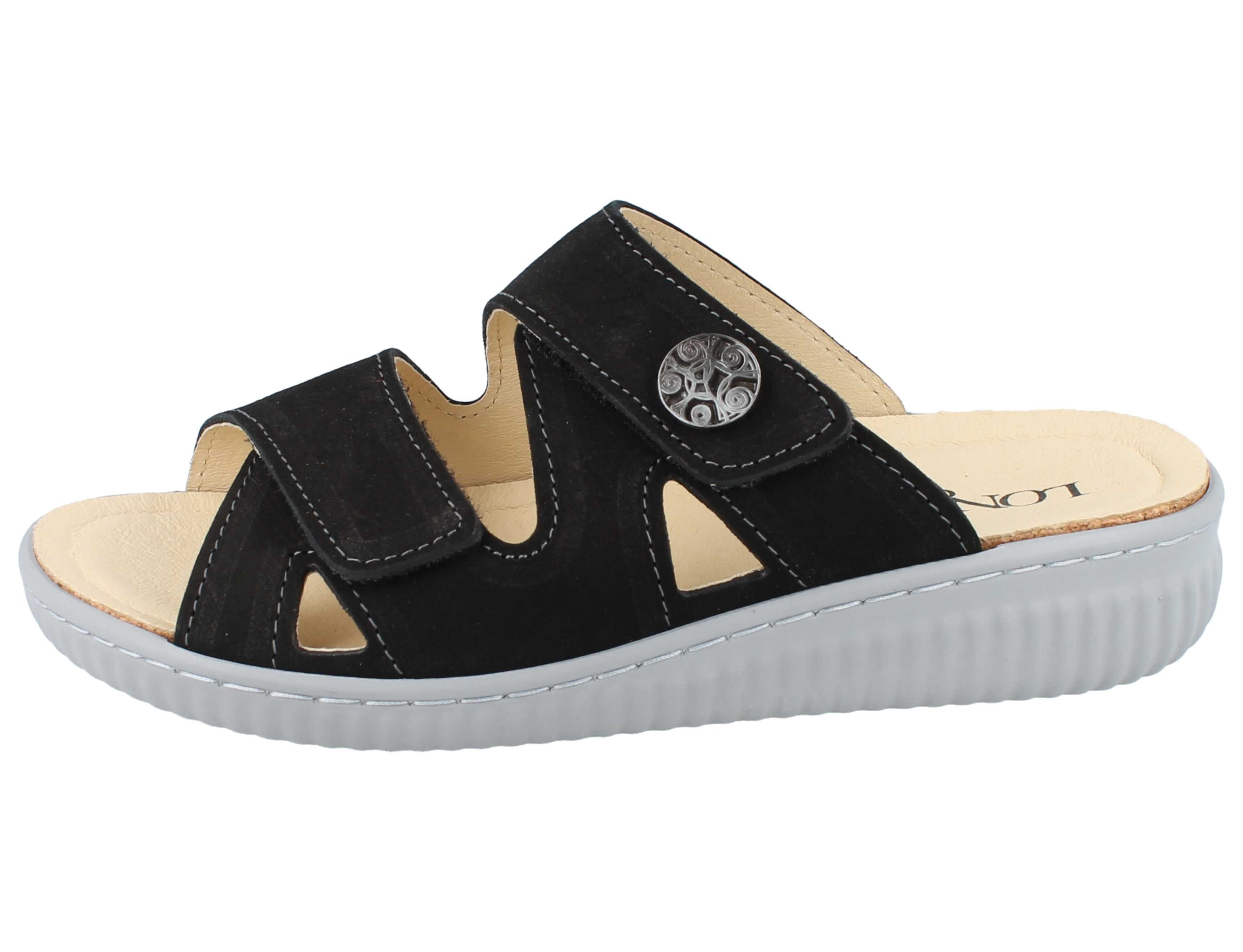 Longo LONGO Damen Pantolette schwarz helle Sohle Nubukleder - Größe: 41 Pantolette Wechselfußbett