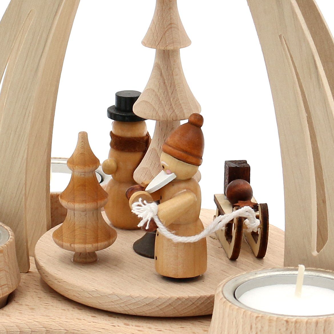 Dekohelden24 Weihnachtspyramide Pyramide aus Buchenholz mit Weihnachtsfiguren
