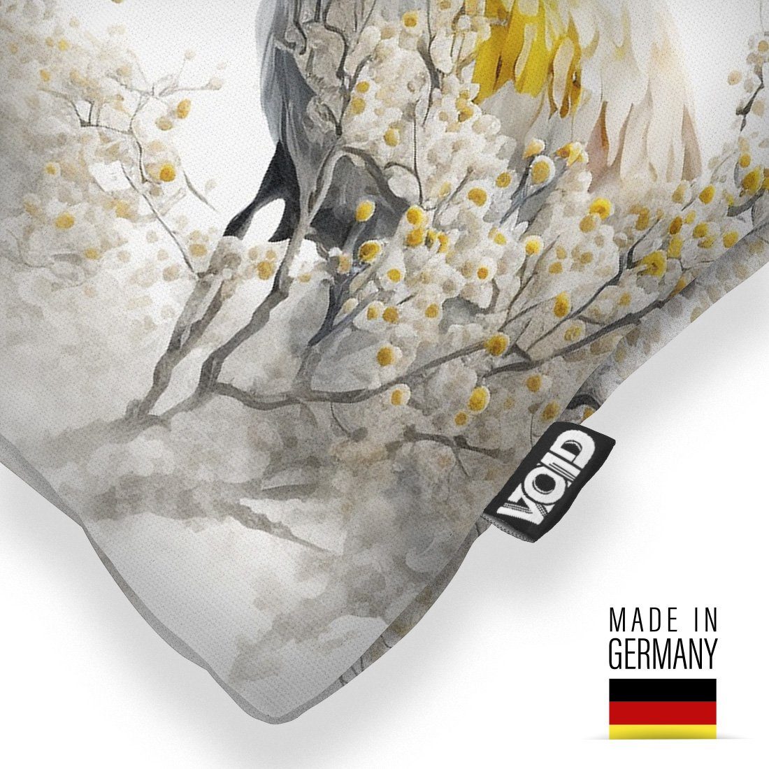 VOID Kissenbezug, (1 Stück), Kranich Blüten Japan Tiere Vögel See Teich bäume vögel landschaft ani