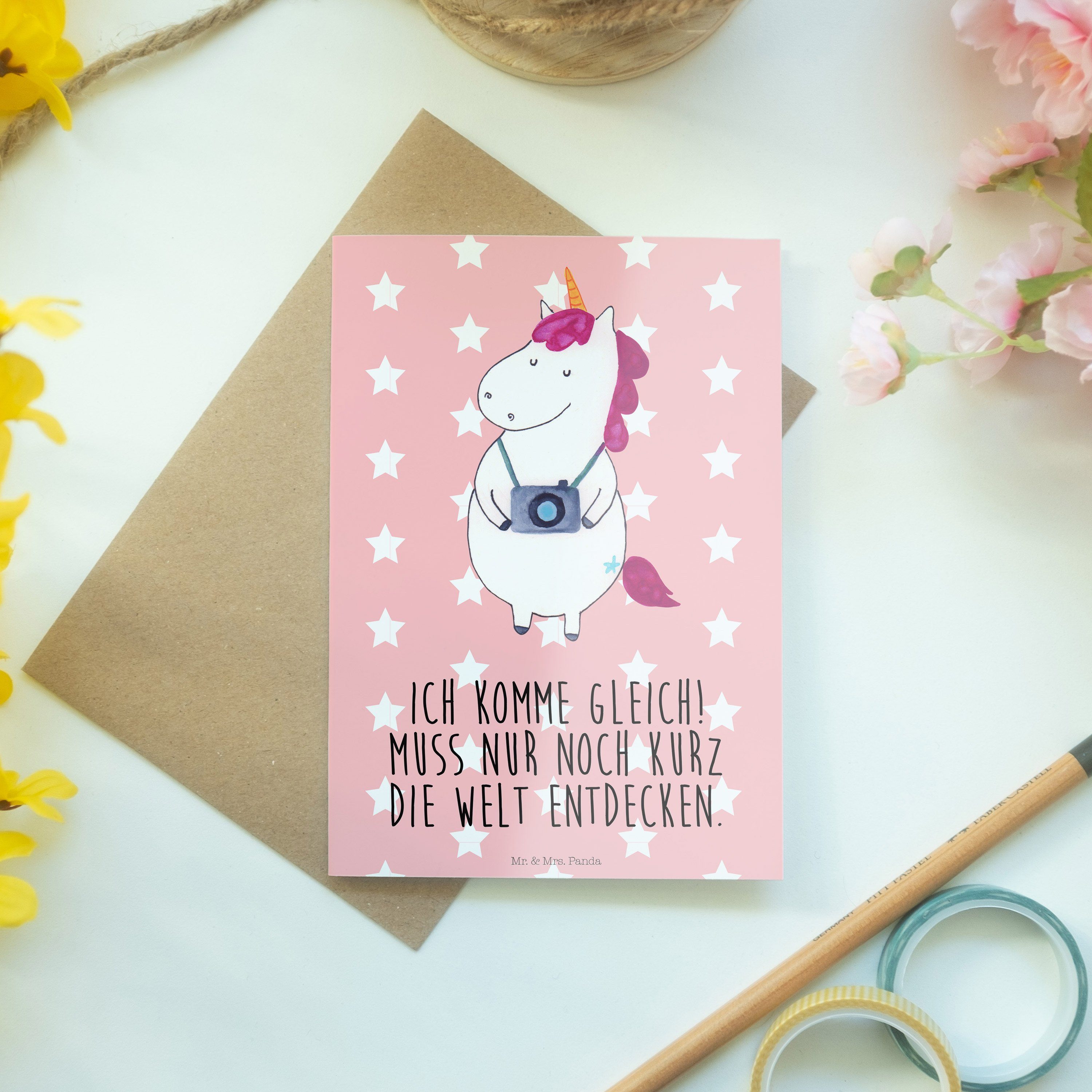 Einhorn - Pegasus, Pastell Geschenk, Mr. Hochzeitskarte, - K Grußkarte Rot & Mrs. Fotograf Panda