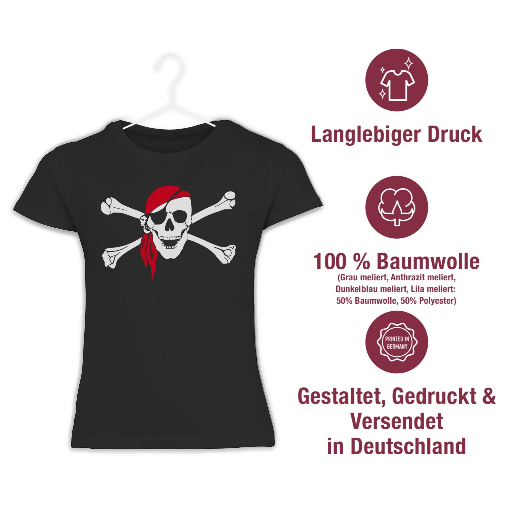 T-Shirt Pirat Totenkopf 1 Schwarz Shirtracer Kindermotive Kopftuch