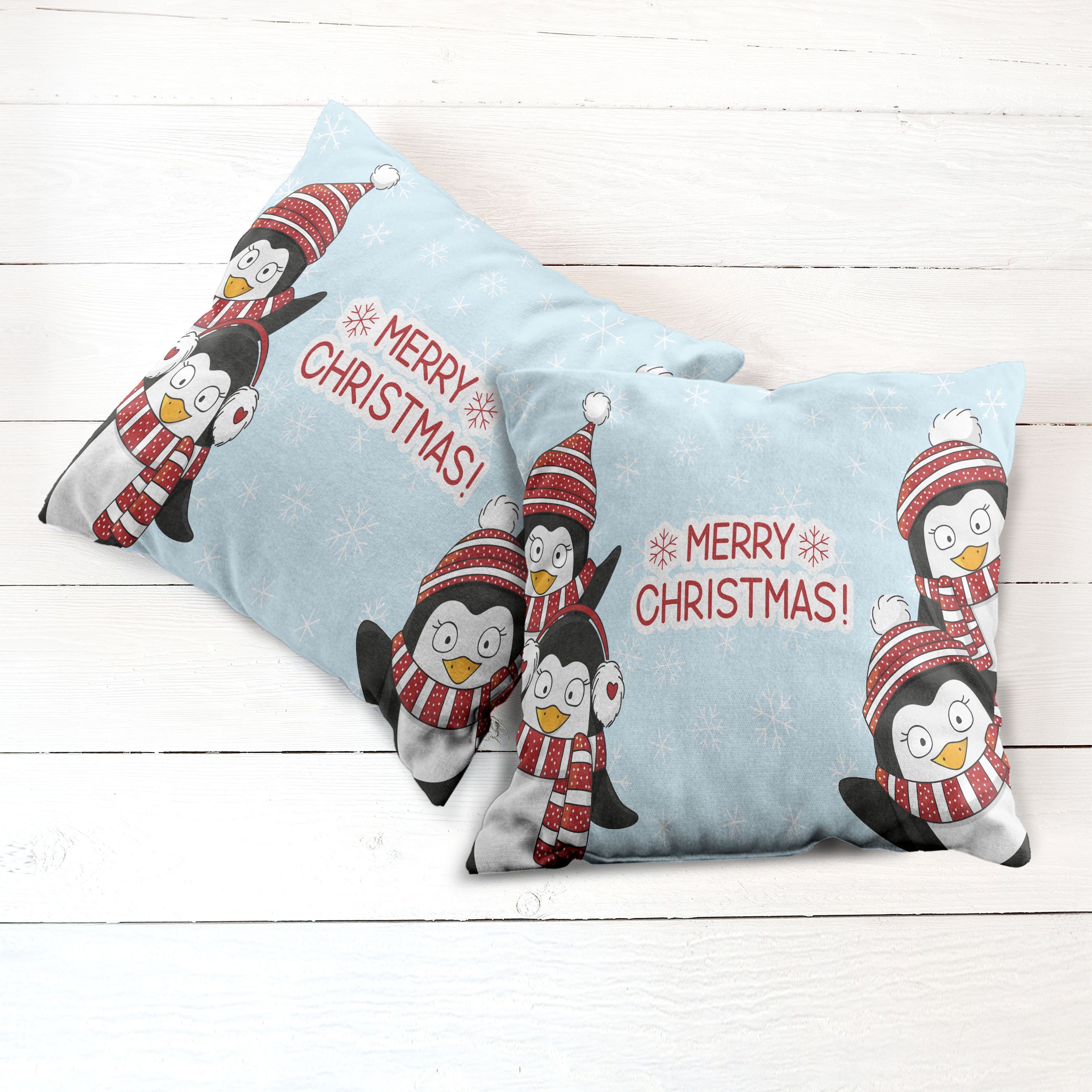 Kissenbezüge Modern Accent Doppelseitiger (2 Digitaldruck, Kinder Stück), Weihnachten Abakuhaus Penguins
