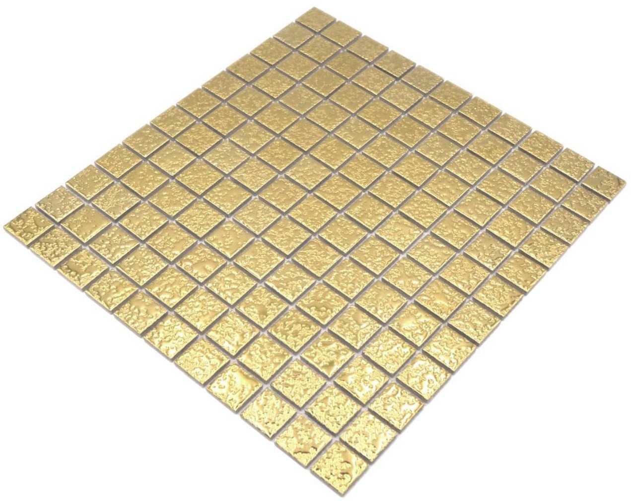 Mosani Mosaikfliesen Keramik Mosaik gold struktur - Mosaikmatte Mosaikfliese