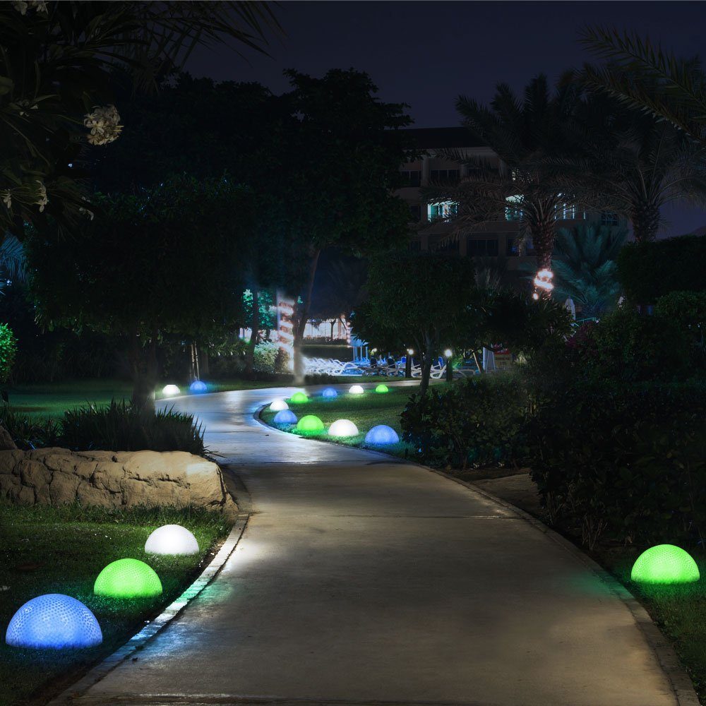 etc-shop Gartenleuchte, LED-Leuchtmittel fest verbaut, Halbkugel Deko Grundstück Set IP44 Leuchten Farbwechsel, Lampen Außen LED 6er