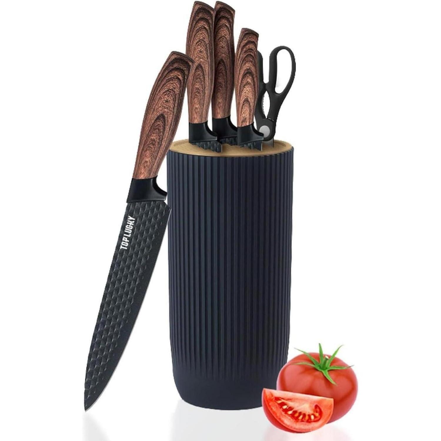 LuxusKollektion Messer-Set Premium Messerblock mit Messer Holzgriff Messer Set 6 tlg