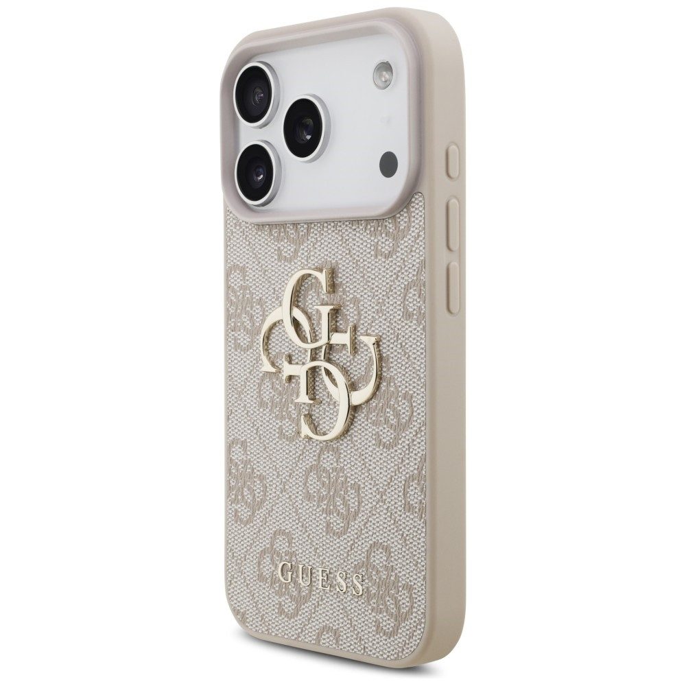 Guess Smartphone-Hülle 4G Big Logo kompatibel mit iPhone 18 Pro Max, 17 Pro Max Pink 6.9 Zoll, großes Metalllogo