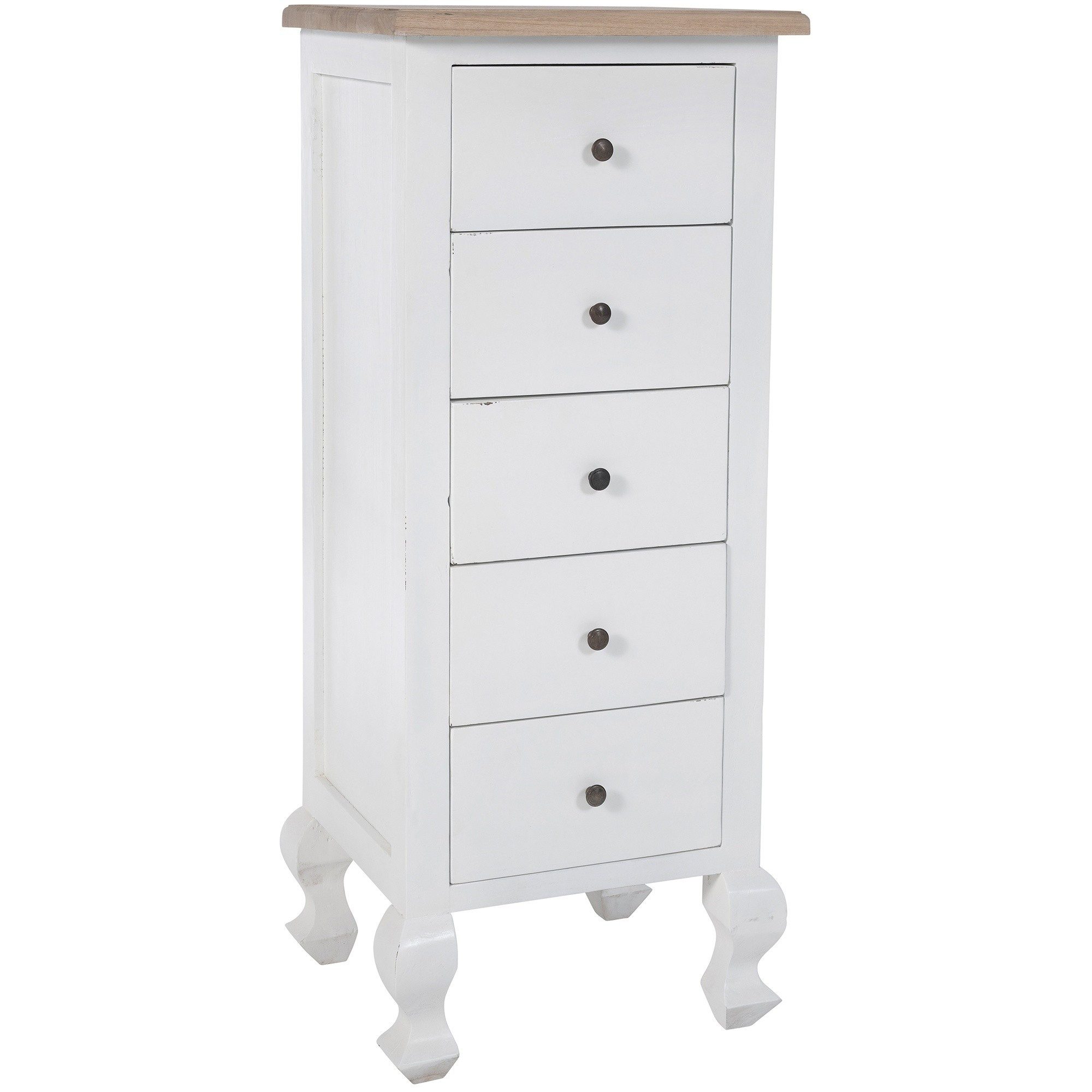 CLP Kommode Schubladenschrank Flurschrank Beistellschrank (Spar-Set, 1 St., 45 x 41 x 111 cm schmal), 5 Schubladen, geschwungene Füße, schmal