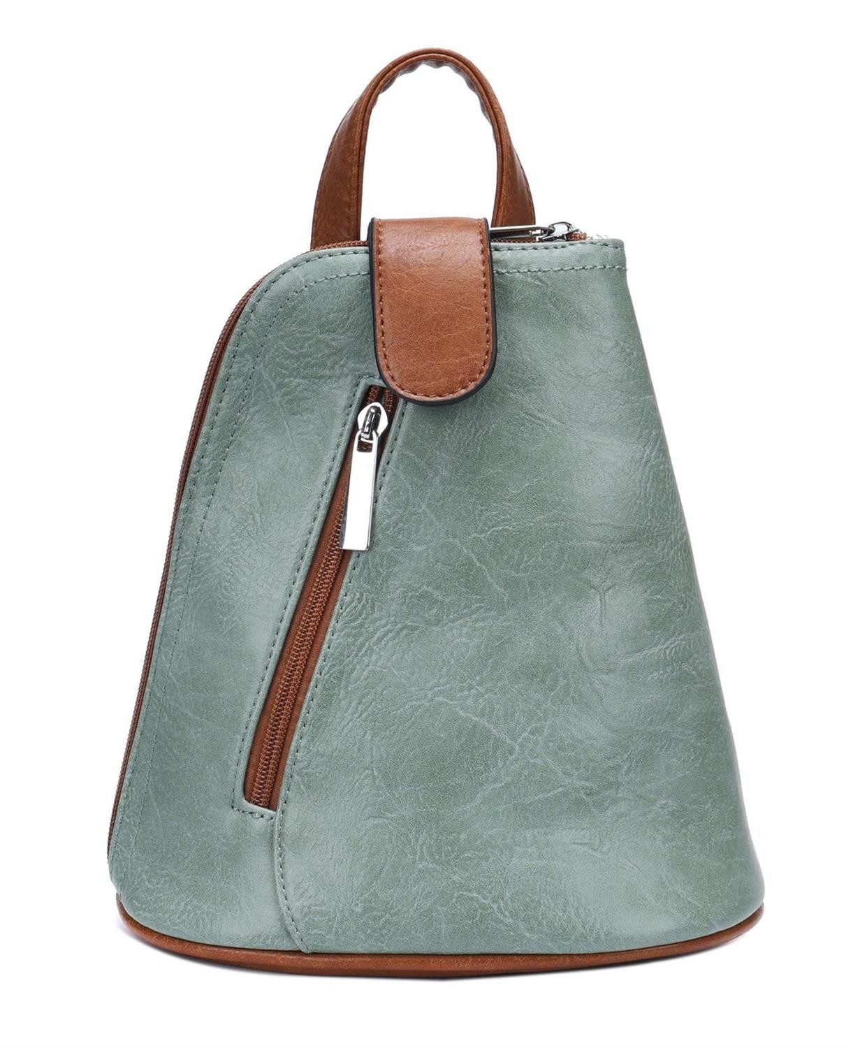 ITALYSHOP24 Rucksack Damen Tasche Schultertasche Crossover, kleiner Rucksack, Umhängetasche / Handtasche tragbar