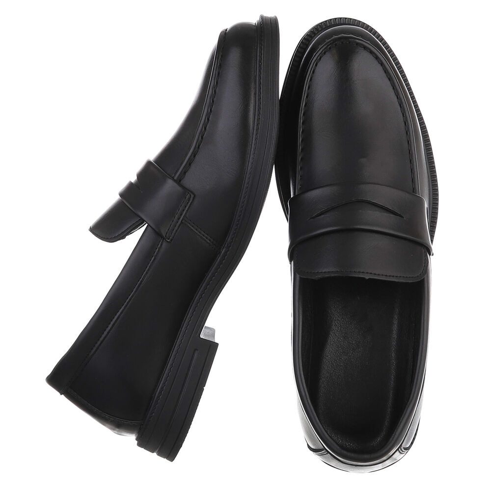 Coolwalk Herren Slip-On Schuh mit Riemen, casual elegant Slipper (91917831) Blockabsatz Slipper in Schwarz