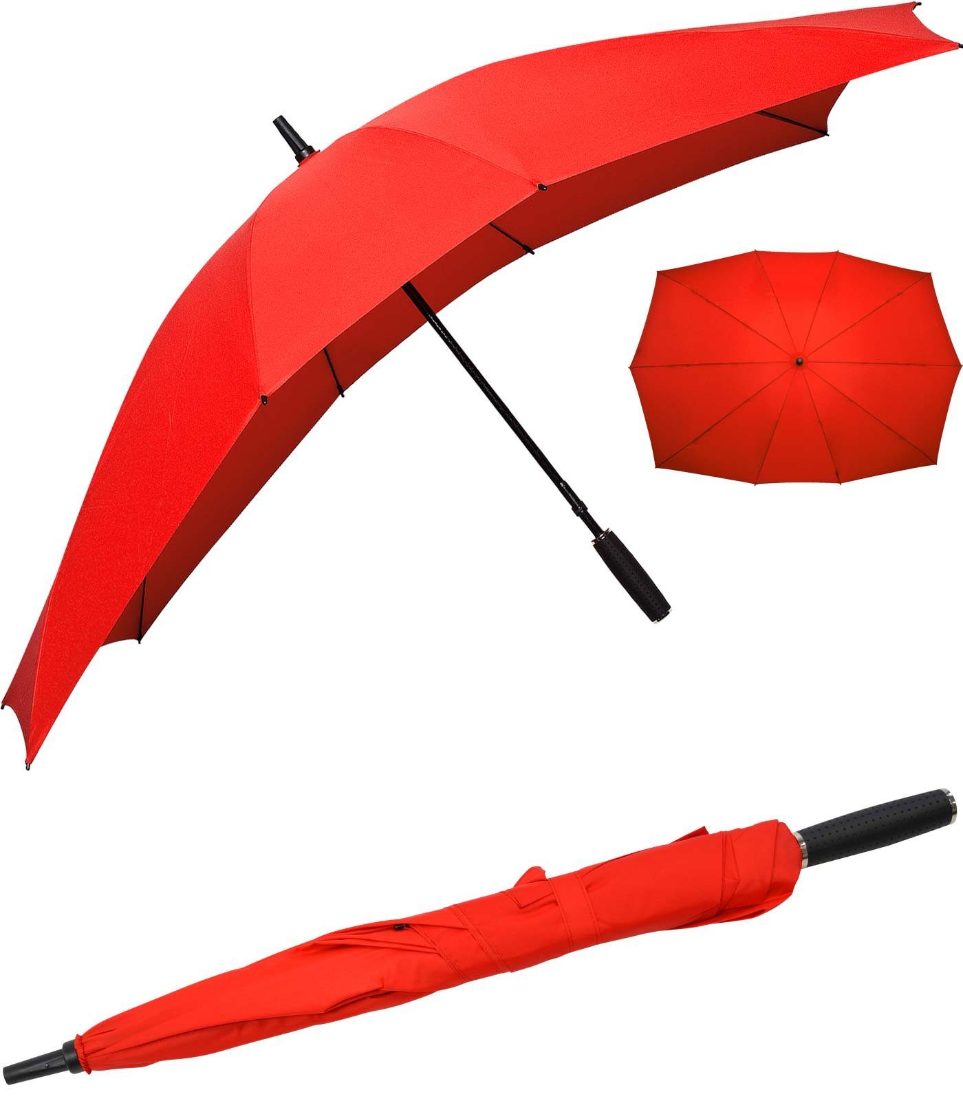 Impliva Langregenschirm Falcone® XXL rechteckiger Regenschirm für zwei, außergewöhnlich rot