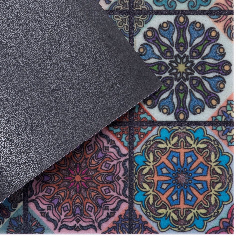 Fußmatte Mandala klein, Home affaire, rechteckig, Höhe: 6 mm, mit Spruch,  Kachel-Design, Rutschfest, Kräftige Farben