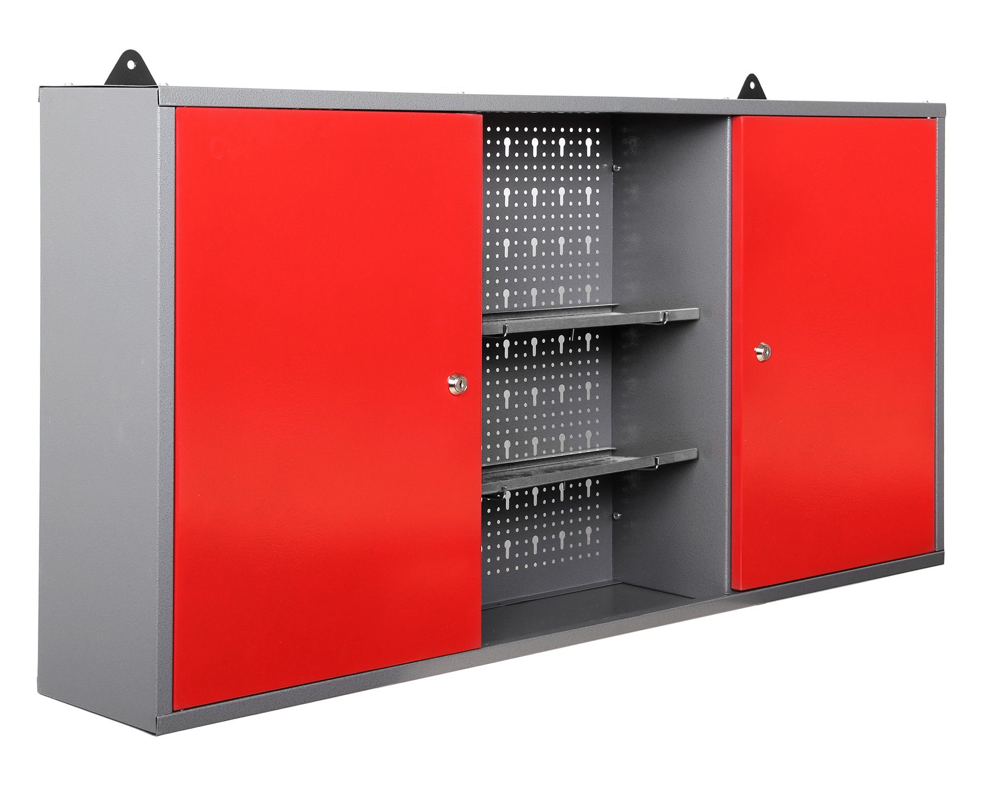 Werkzeugschrank (2-St) Werkstattschrank Eurolochwände, 60 2 Türen, cm 20 (H) rot 120 x 120 ONDIS24 cm x abschließbare