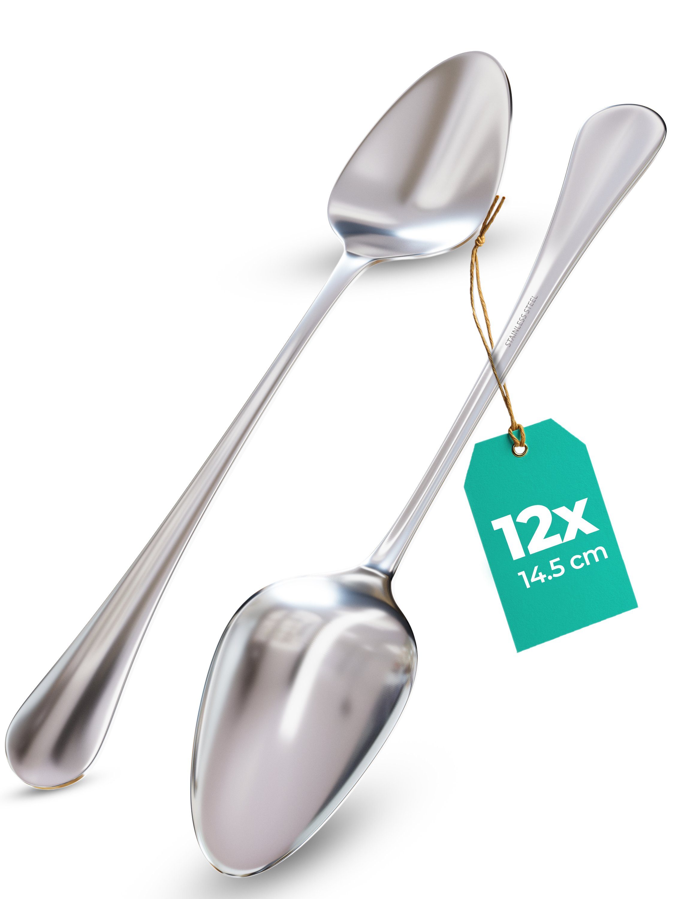 Praknu Teelöffel Praknu Kaffeelöffel 12er Set aus Edelstahl (12 Stück), Formstabil - Spülmaschinenfest - Teelöffel