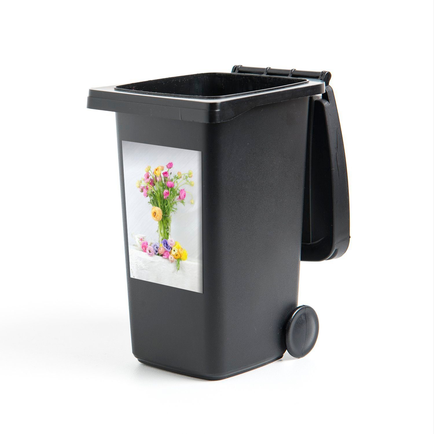 - Wandsticker Mülleimer-aufkleber, Blumen Sticker, (1 Container, Abfalbehälter Mülltonne, St), MuchoWow - Farben Stillleben