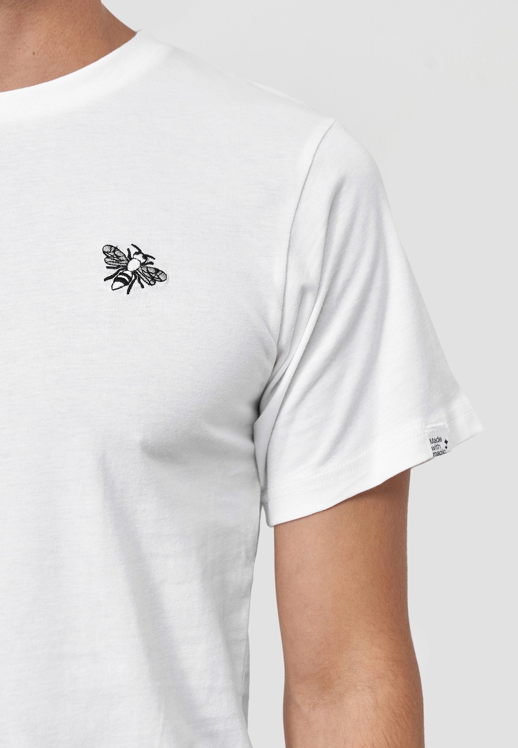 MIKON GOTS T-Shirt Bio-Baumwolle Weiß Fliege zertifizierte