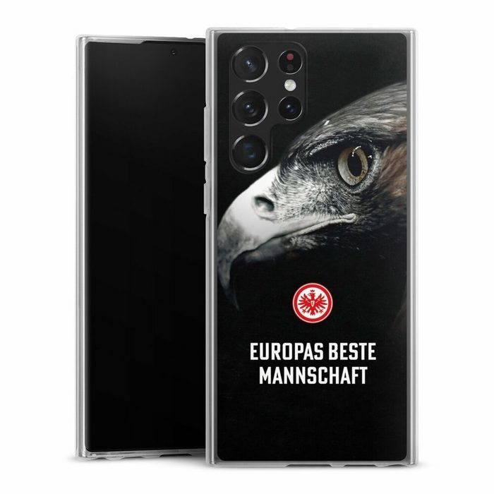 DeinDesign Handyhülle Eintracht Frankfurt Offizielles Lizenzprodukt Europameisterschaft Samsung Galaxy S22 Ultra Silikon Hülle Bumper Case Handy Schutzhülle