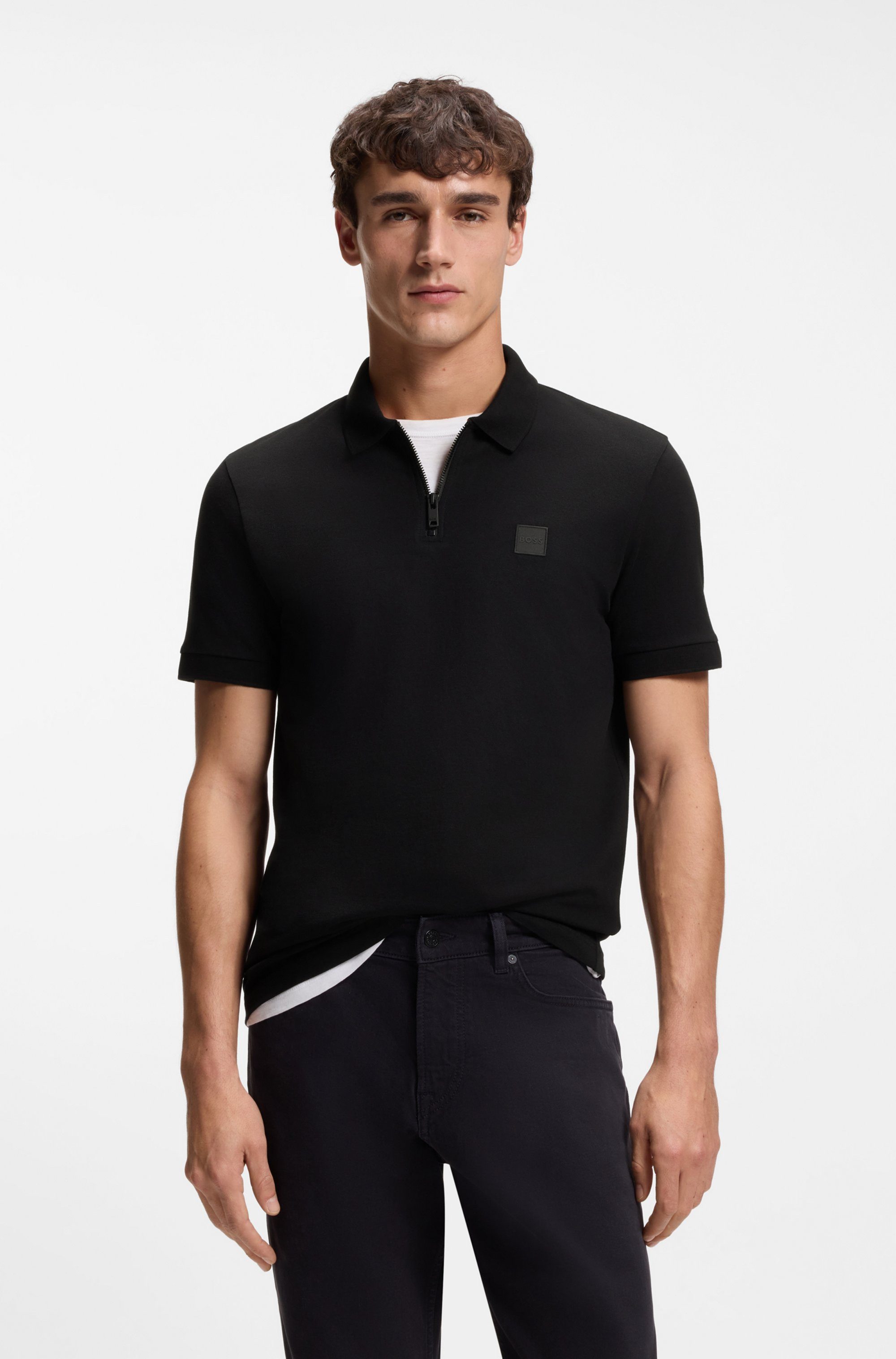 BOSS ORANGE Poloshirt Passerzip Regular Fit Zipper Zip Classic Stretch Pique Polo, pflegeleicht