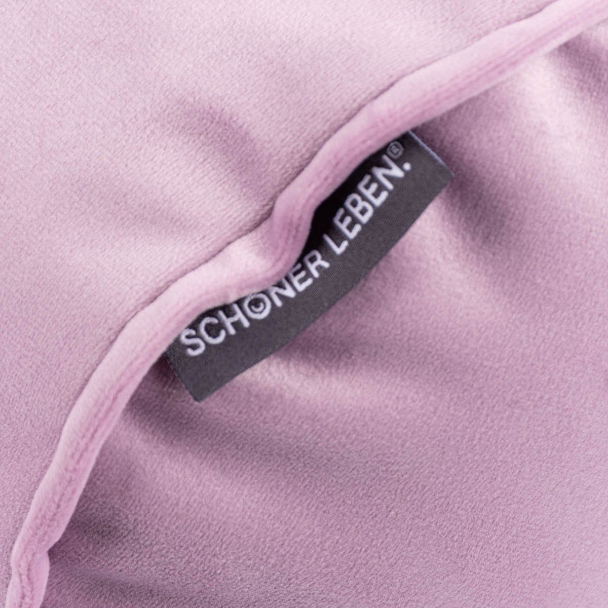 SCHÖNER LEBEN. Dekokissen Nackenrolle aus Samt mit Keder und Reißverschluss flieder 20x55cm