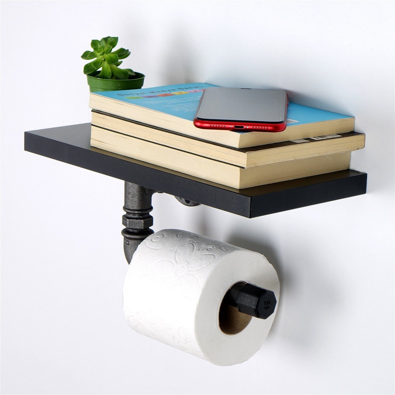 Toilettenpapierhalter 12x30x23 cm, BORURAF239EVL, MDF Skye Schwarz, Decor Toilettenpapierhalter, 100%