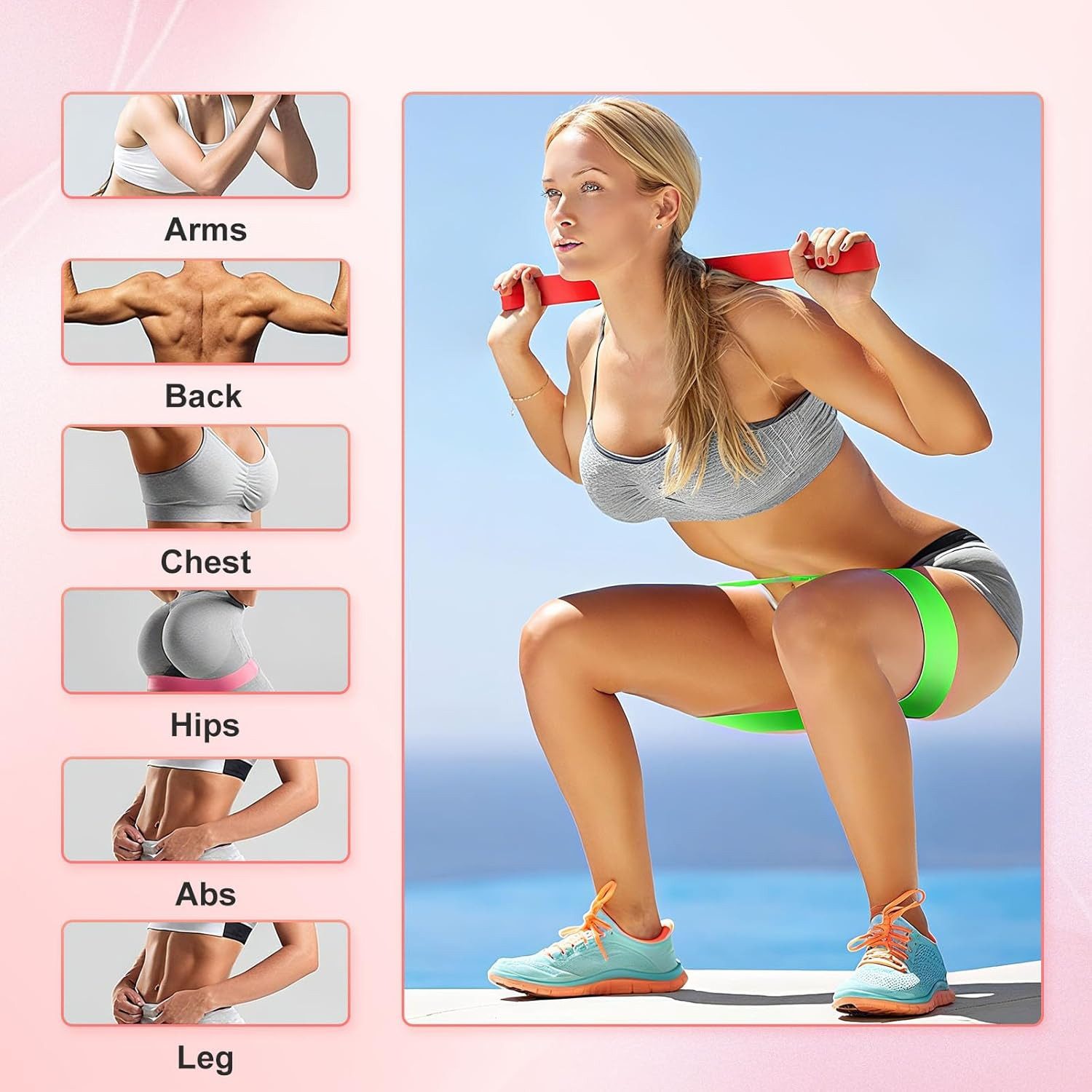 Refined Living Trainingsbänder Resistance Bands Set 5 Stück,Pilatesbänder,Yoga & Reha Trainingsbänder, Für Yoga,Pilates, Dehnung, Physiotherapie,Gewichtsreduktion oder Reha
