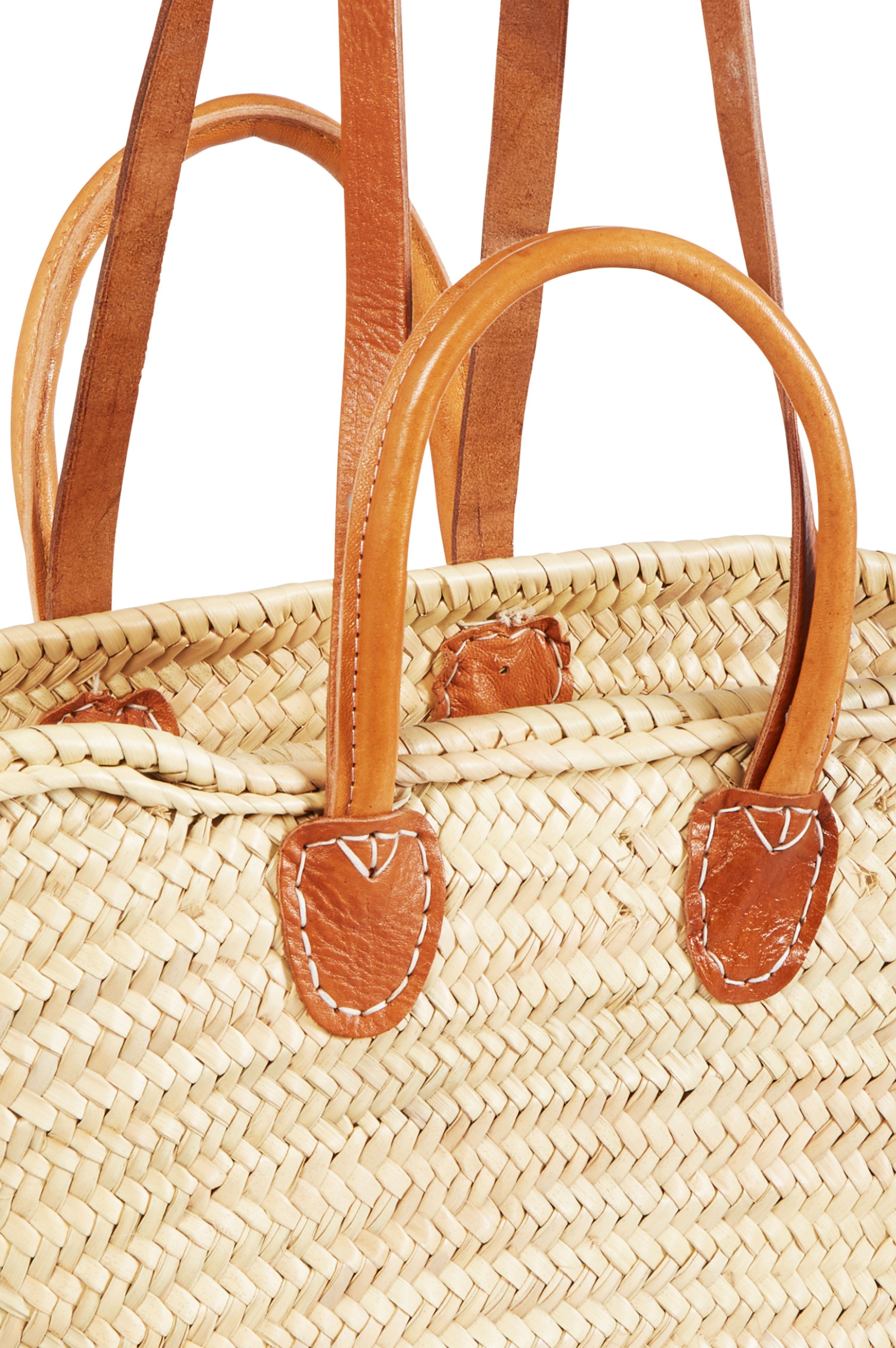 Marrakesch Orient & Mediterran Interior Korbtasche Ibiza Korbtasche Strandtasche Cesta gross (1-tlg), Handarbeit / Echtes Leder