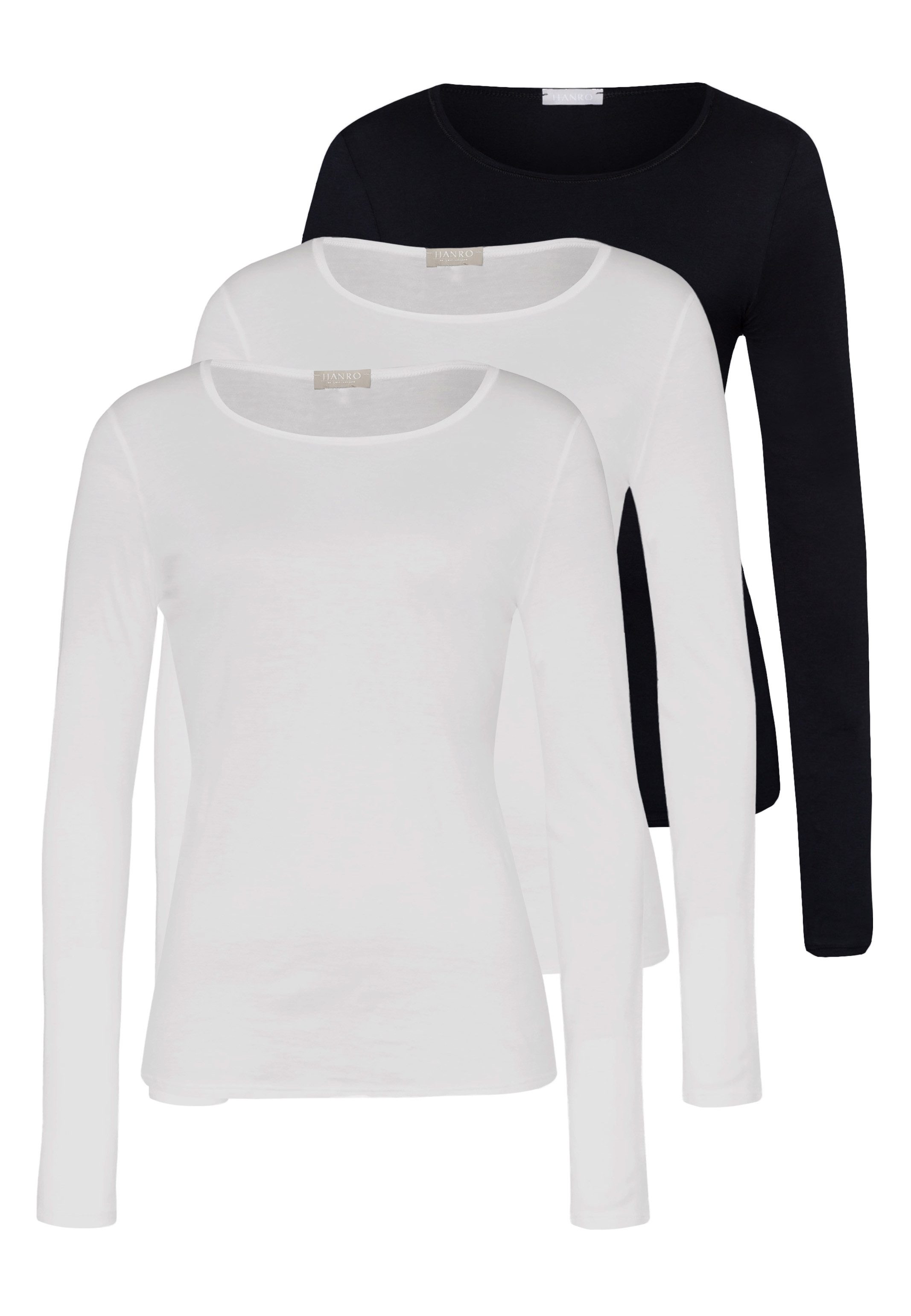 Hanro 3er Pack Ultralight (Spar-Set, 3-St) Unterhemd / Shirt Langarm - Baumwolle - Atmungsaktiv