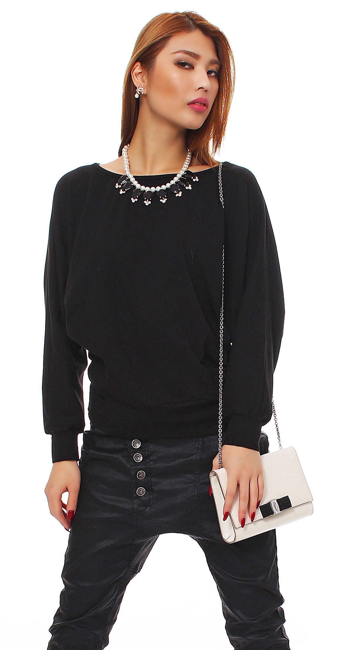 Mississhop Langarmshirt Damen-Sweatshirt mit Fledermausärmeln Ida günstig online kaufen