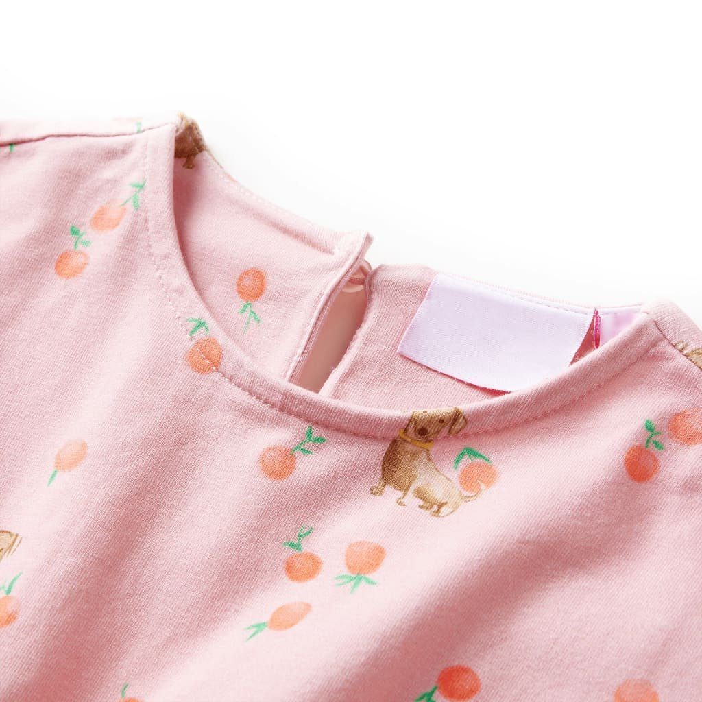 104 und vidaXL A-Linien-Kleid Taillenband Frucht-Motiv Welpen- mit Hellorange Kinderkleid Ku
