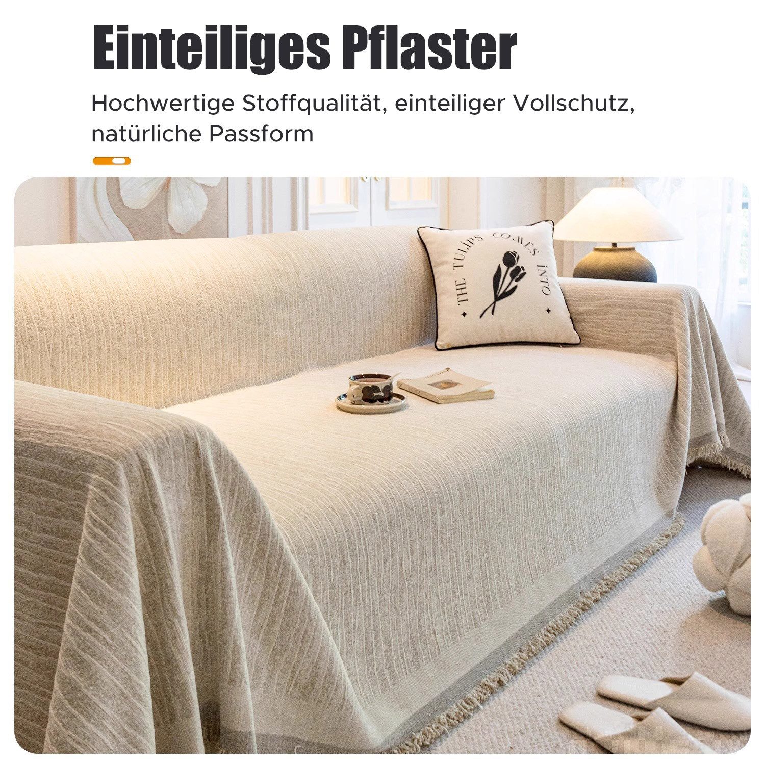 Refttenw Sofaschoner Sofaüberwürfe,Couch Überzug,Chenille Mit Fransen Sofabezug