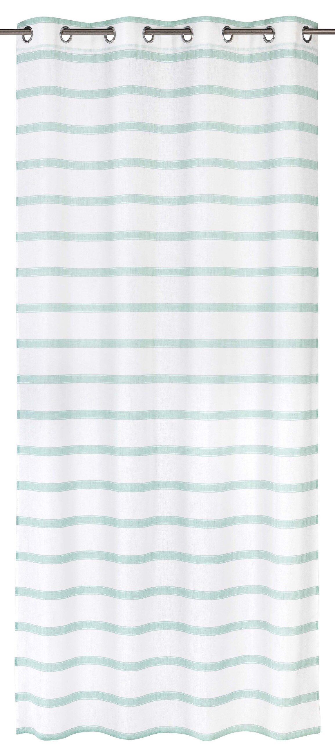 ELBERSDRUCKE Vorhang Ösenschal Ida weiß-grün 255 x 140 cm (1 St), Ösen, halbtransparent, Polyester, Querstreifen, modern