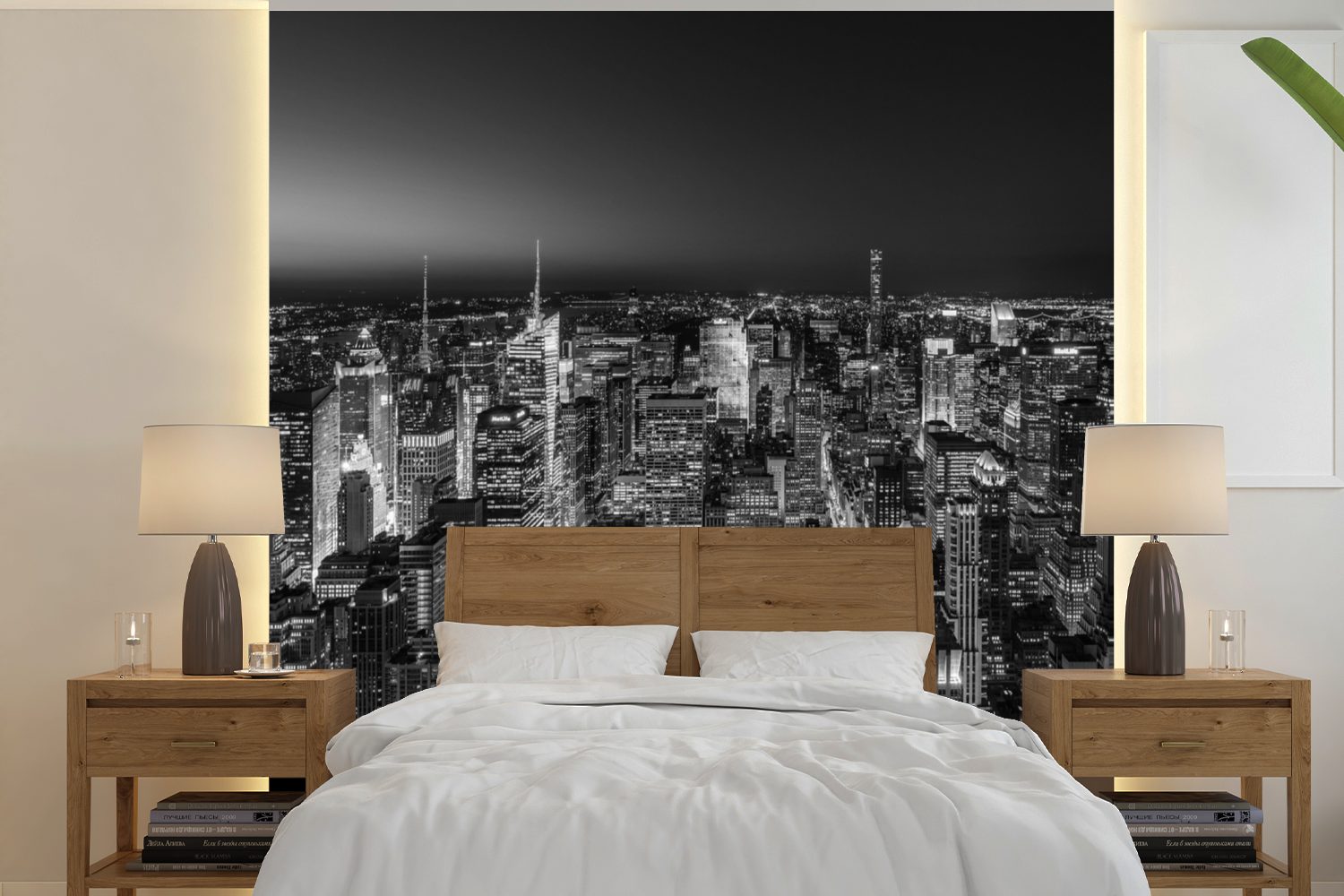 MuchoWow Fototapete New Yorker Skyline, Tapete für Wohnzimmer Schlafzimmer, und Vinyl schwarz St), Matt, Wandtapete weiß, (5 oder bedruckt