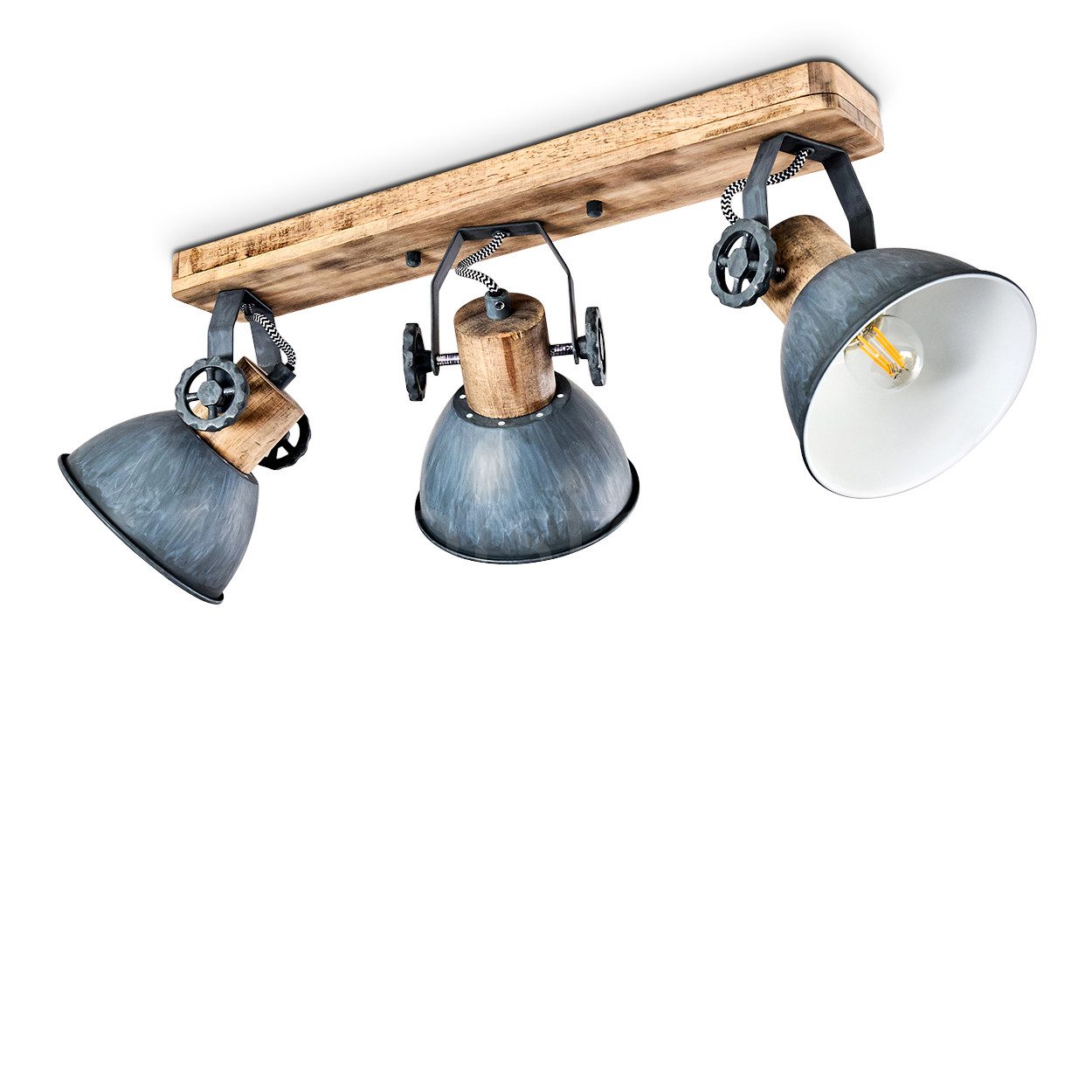 hofstein Deckenleuchte »Cotes« Deckenlampe aus Metall/Holz in Grau/Weiß/Bra günstig online kaufen