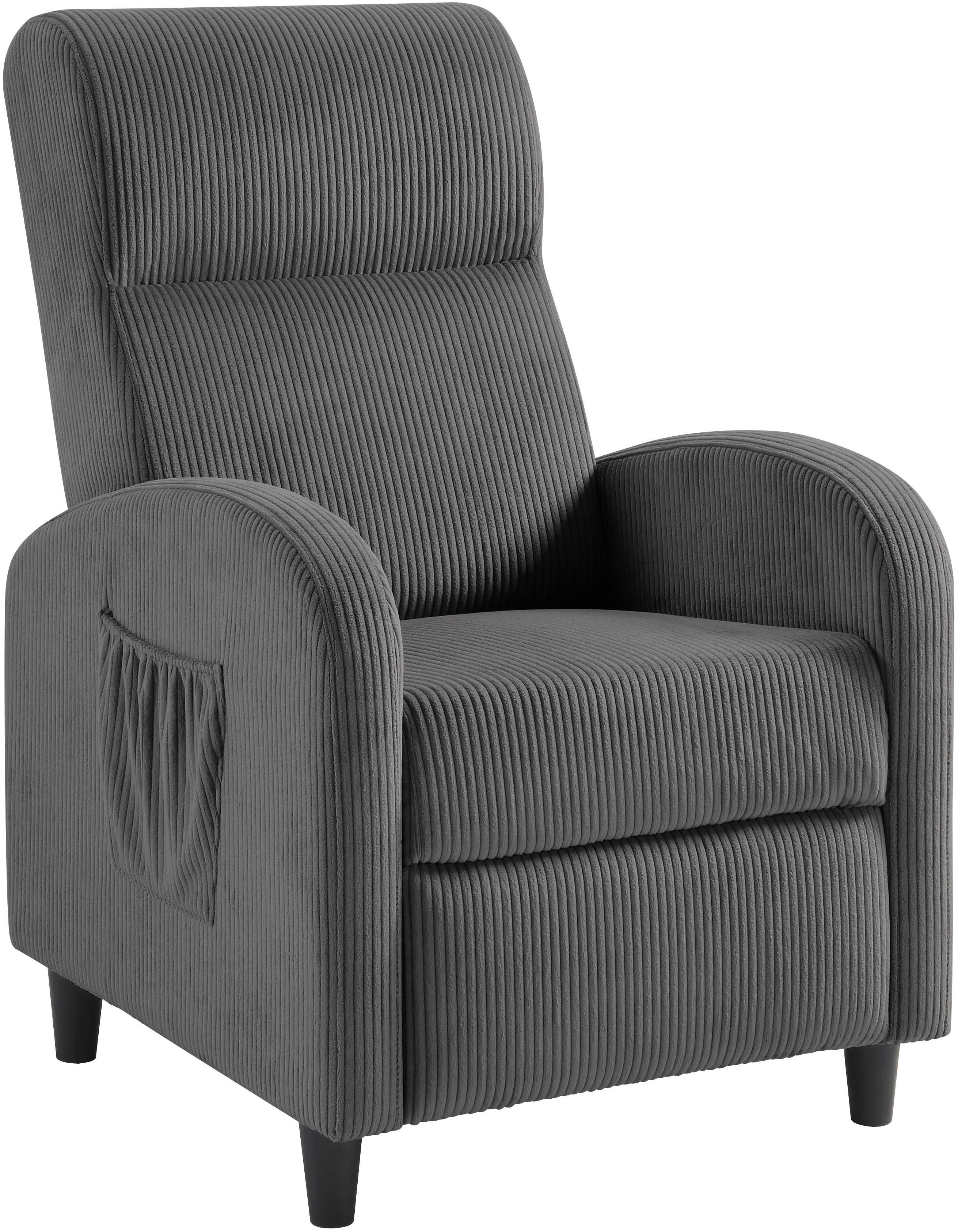 ATLANTIC home collection Relaxsessel Tom, mit Relaxfunktion, inklusive seitlicher Tasche, TV-Sessel mit Funktion