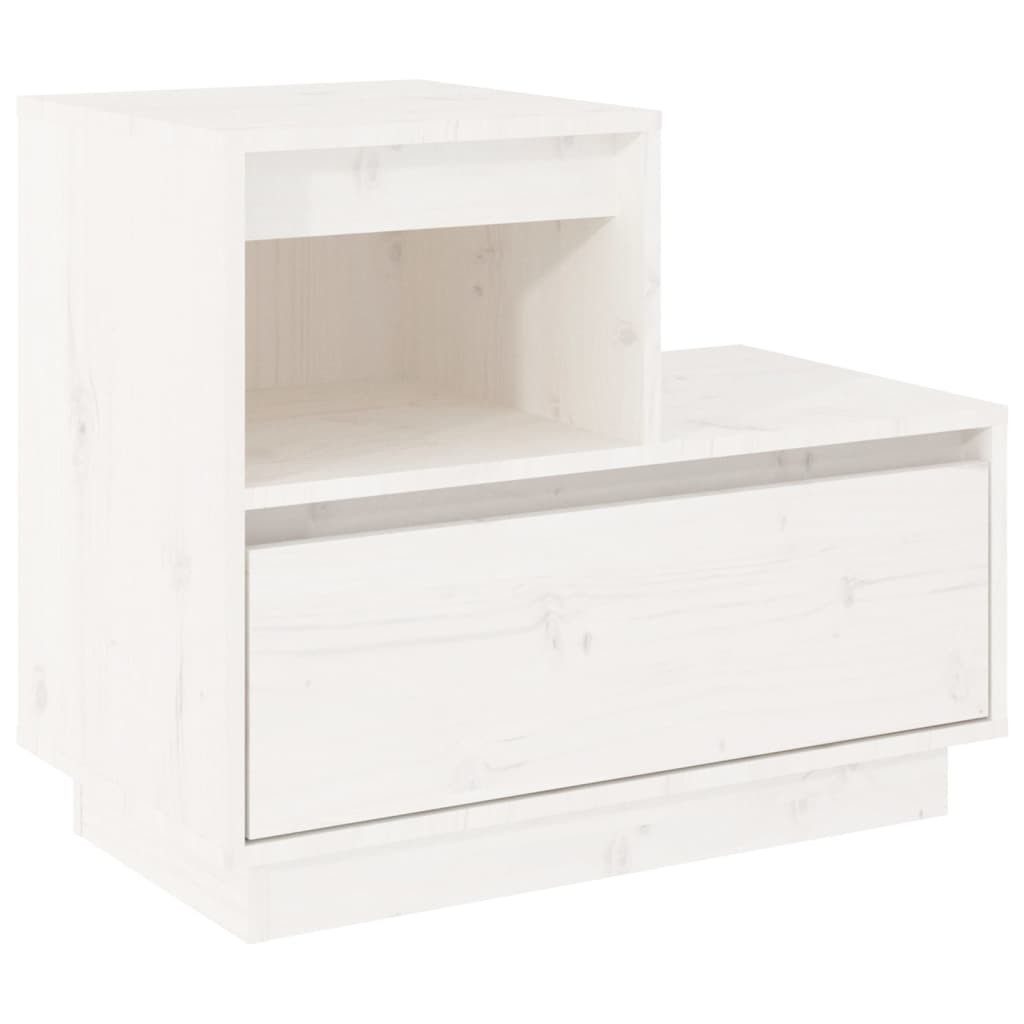 vidaXL Nachttisch Nachttisch Weiß 60x34x51 cm Massivholz Kiefer Nachtschrank Nachtkonsol