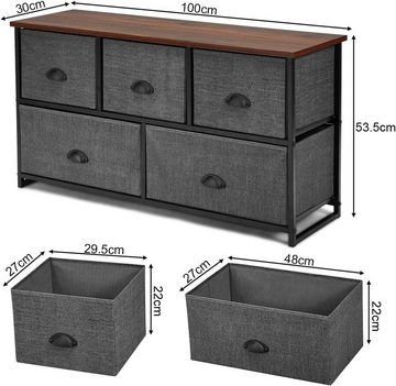 KOMFOTTEU Kommode Stoff Schubladenschrank, mit 5 Schubladen