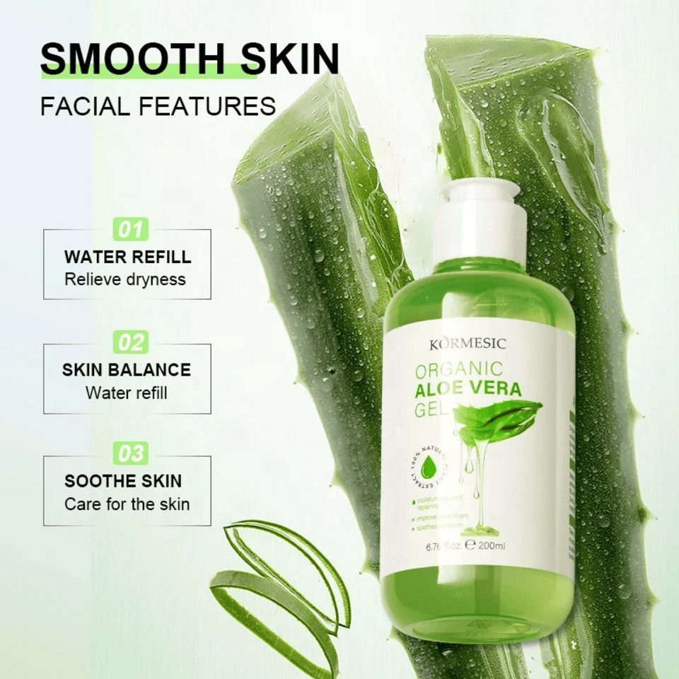 Montegoni Hautpflegegel Aloe Vera Gel mit natürlichem Bio-Extrakt Ideal Naturkosmetik für Trockene, Strapazierte Haut & Sonnenbrand, Natürliche, Beruhigende und Pflegende Feuchtigkeitsgel After Sun