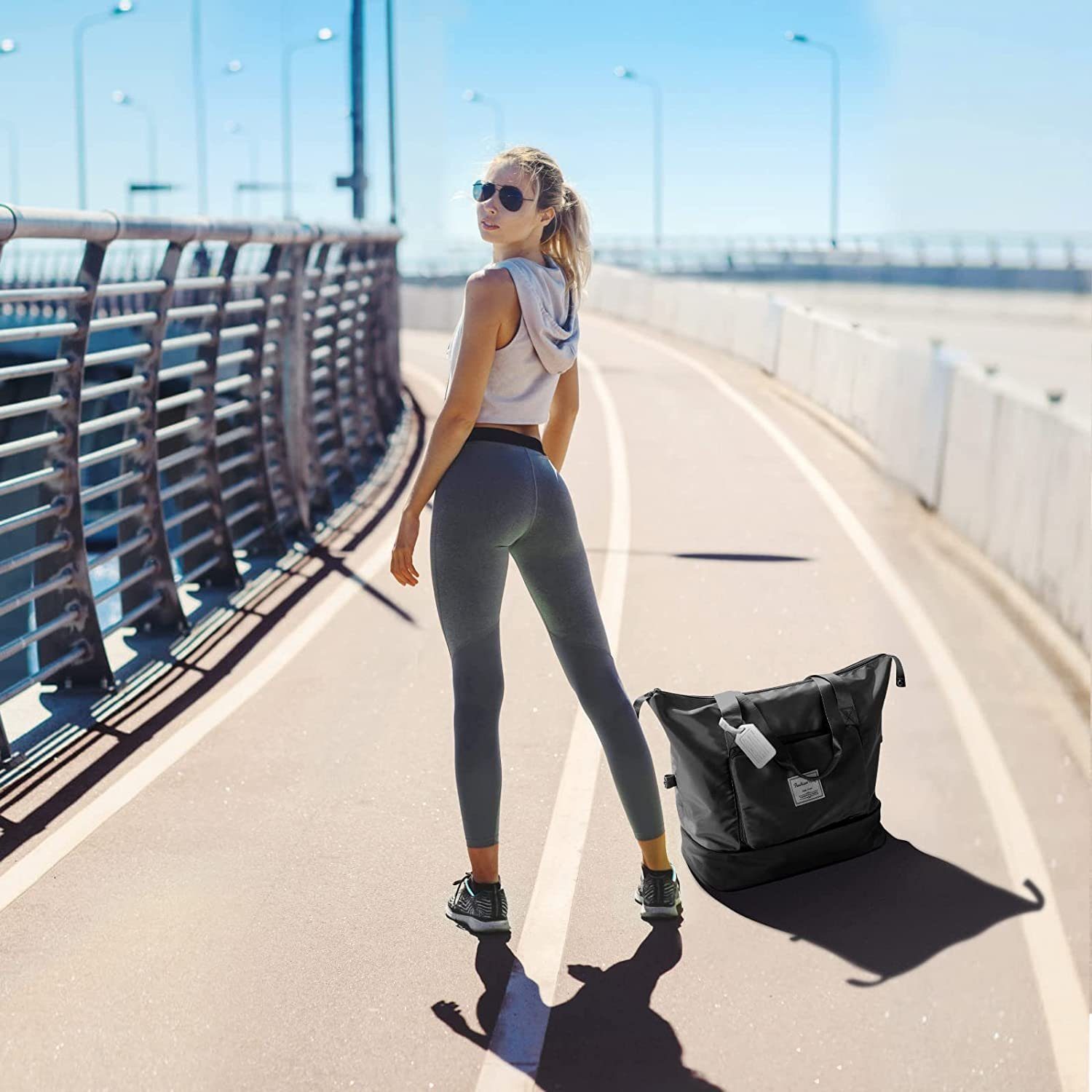 COOL-i ® Reisetasche, Faltbare Fitnesstasche,Sporttasche,Große Umhängetasche