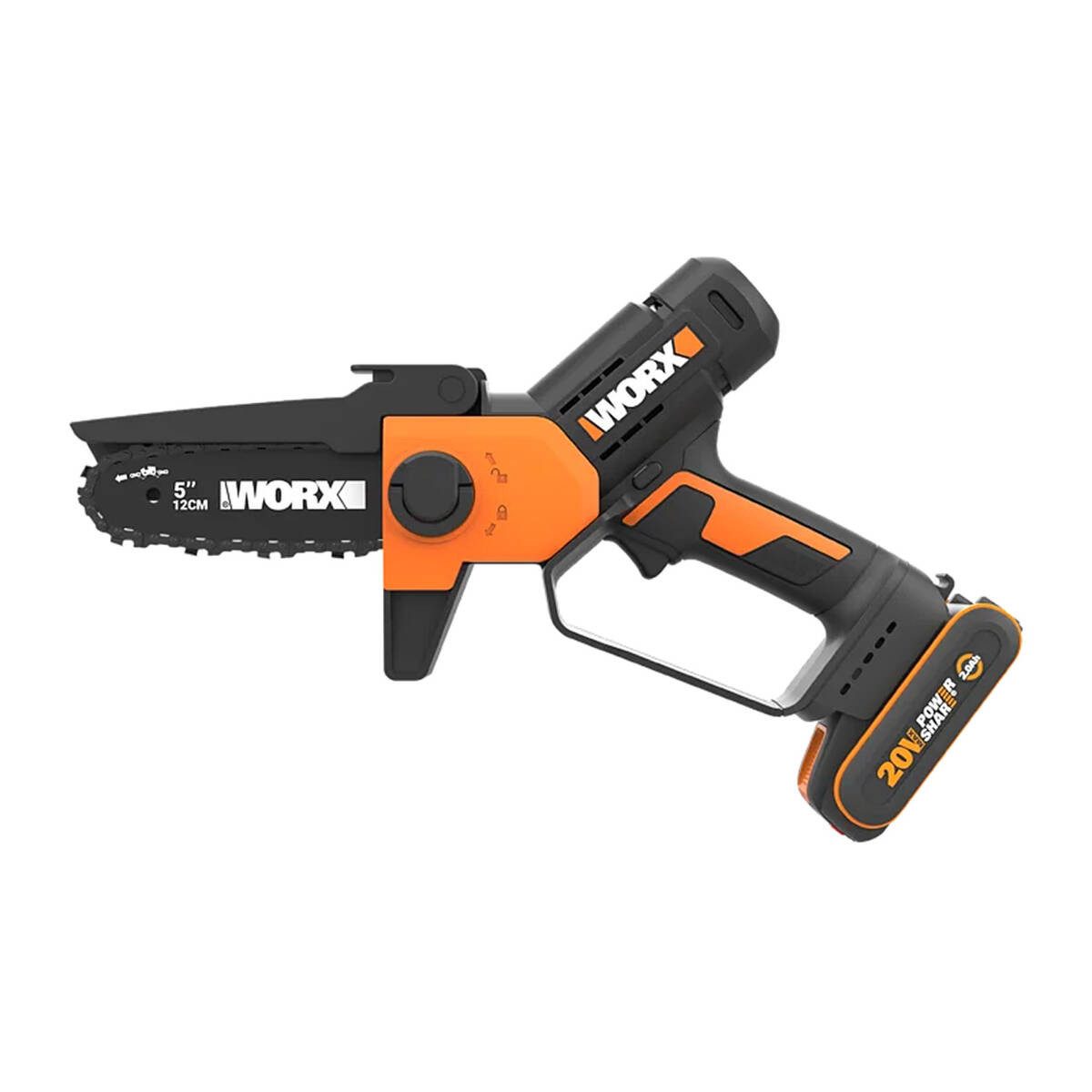 Worx Akku-Kettensäge WG326E, 12 cm Schwertlänge, Set, inkl. Akku und Ladegerät, 7,6 m/s Kettengeschwindigkeit, 12 cm Schwertlänge