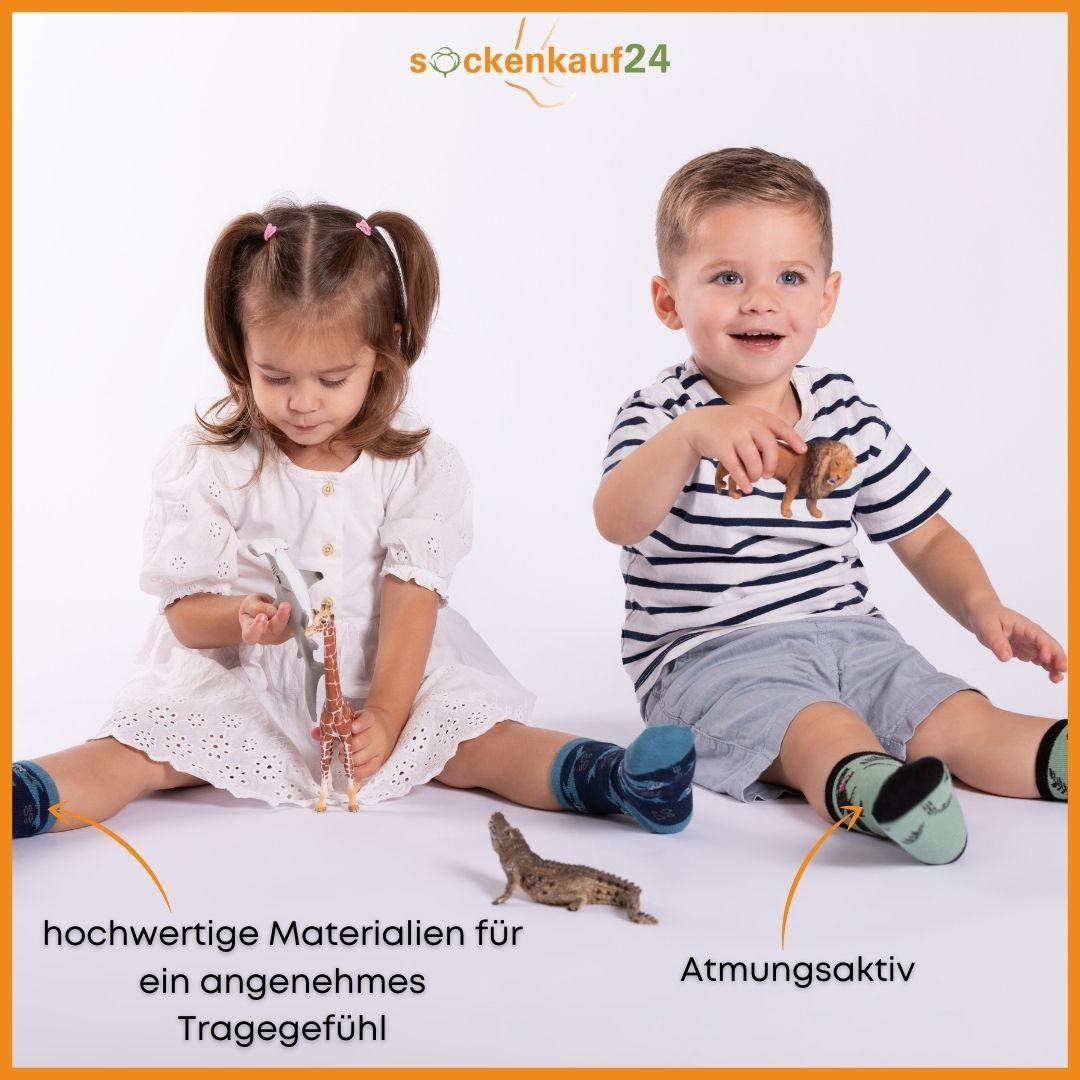 sockenkauf24 Socken 10 Paar Kinder Socken Jungen & Mädchen Baumwolle Kindersocken (23-26) - 54395
